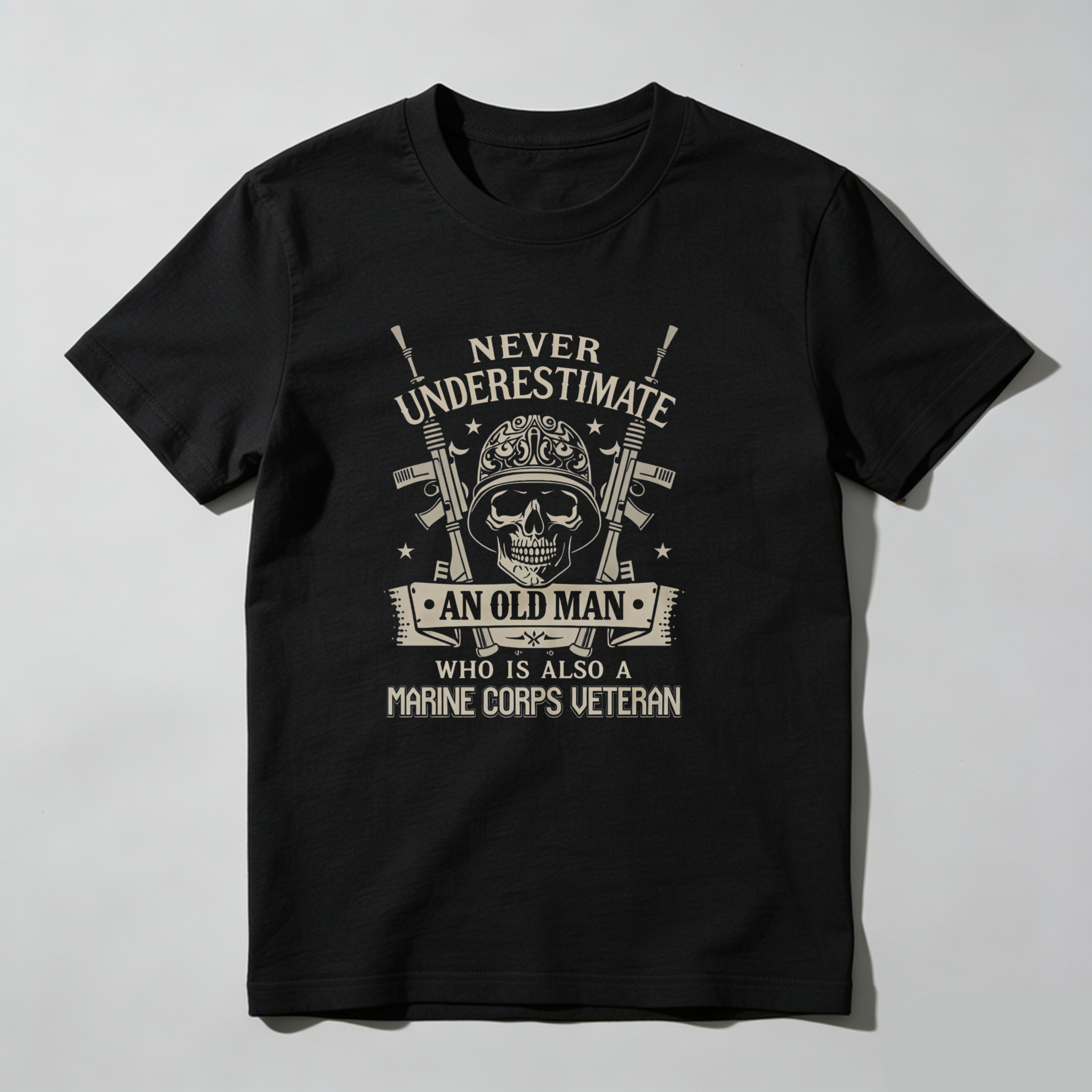 Dorawear™  Never Underestimate An Old Man Who Is Also A Marine Corps Veteran T Shirt