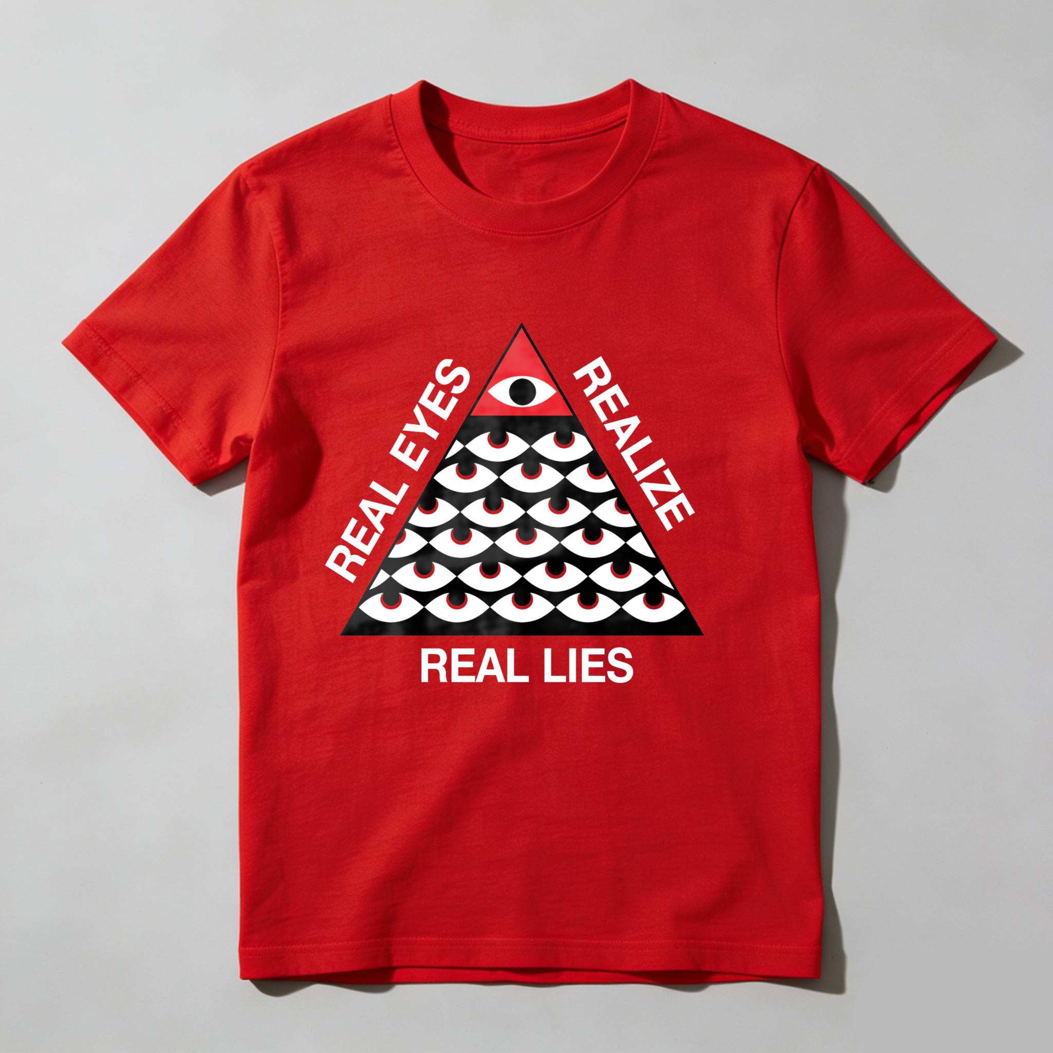 Dorawear™Real Eyes Realize Real Lies Pyramid Eye Pattern  T Shirt