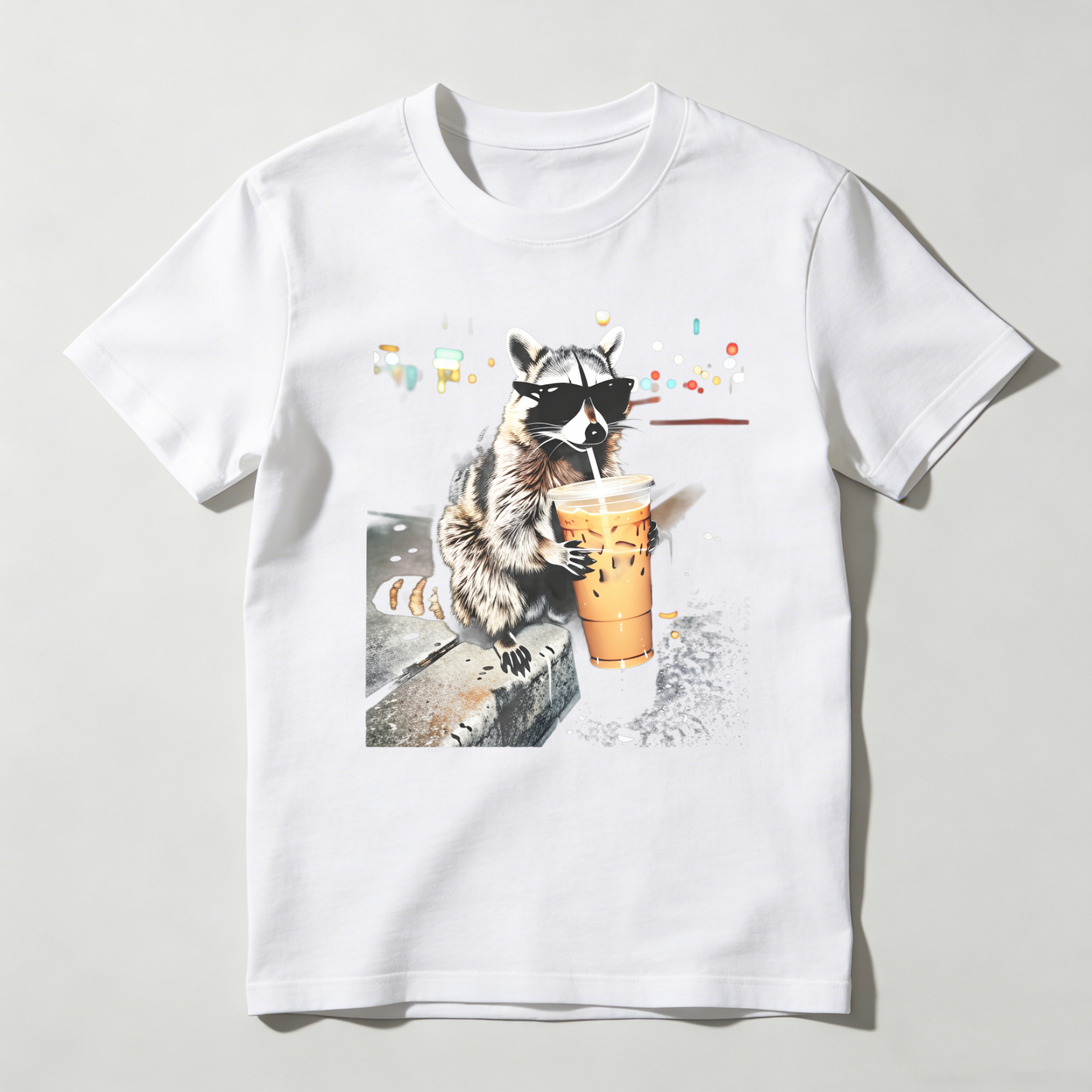 Dorawear™ Raccoon Wearing Sunglasses Drinking Iced Coffee At Night T Shirt