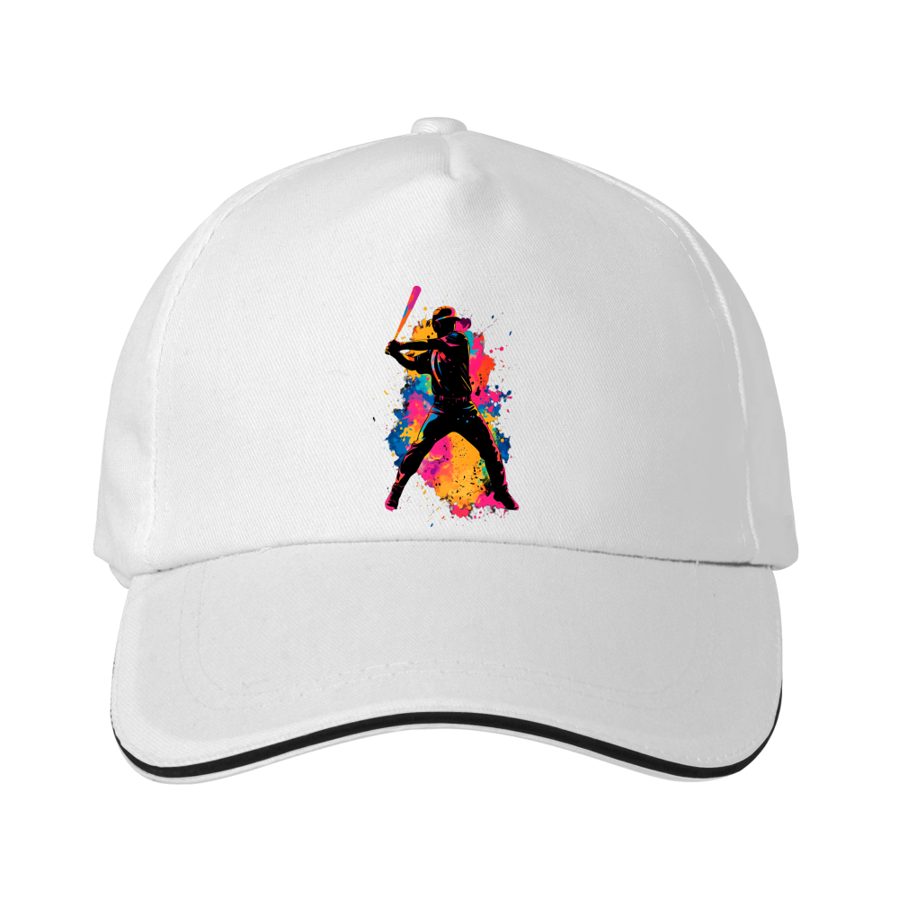 Dorawear™ Baseball Cap Cricket Player Silhouette With Color Splash Design Sports And Outdoor Activities