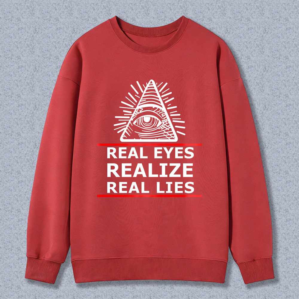 Dorawear™ All Seeing Eye Symbol With Real Eyes Realize Real Lies Text Unisex Classic Sweatshirt(2)