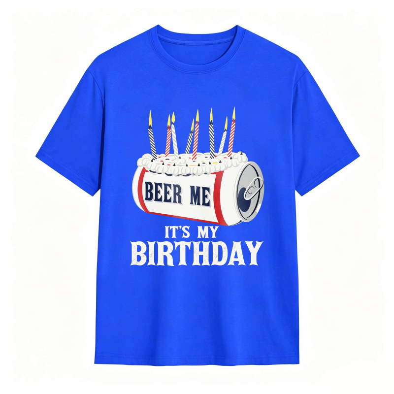 Dorawear™ Beer Can With Candles And Text Beer Me Its My Birthday Unisex Classic T-shirt
