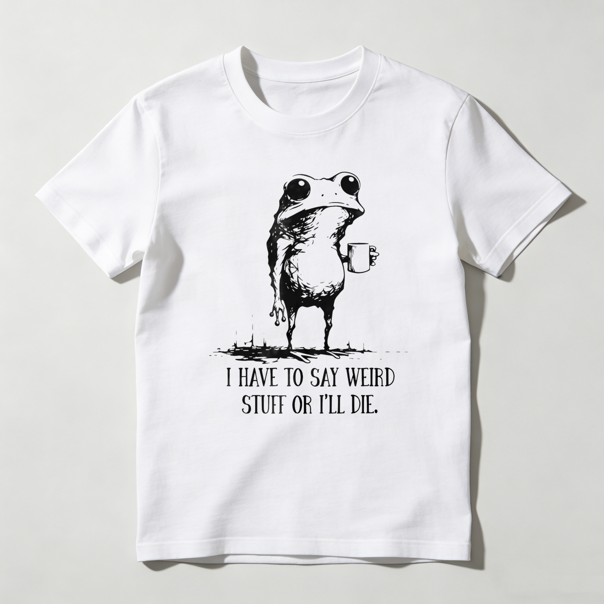 Dorawear™ Frog Holding Mug With Text Below T Shirt