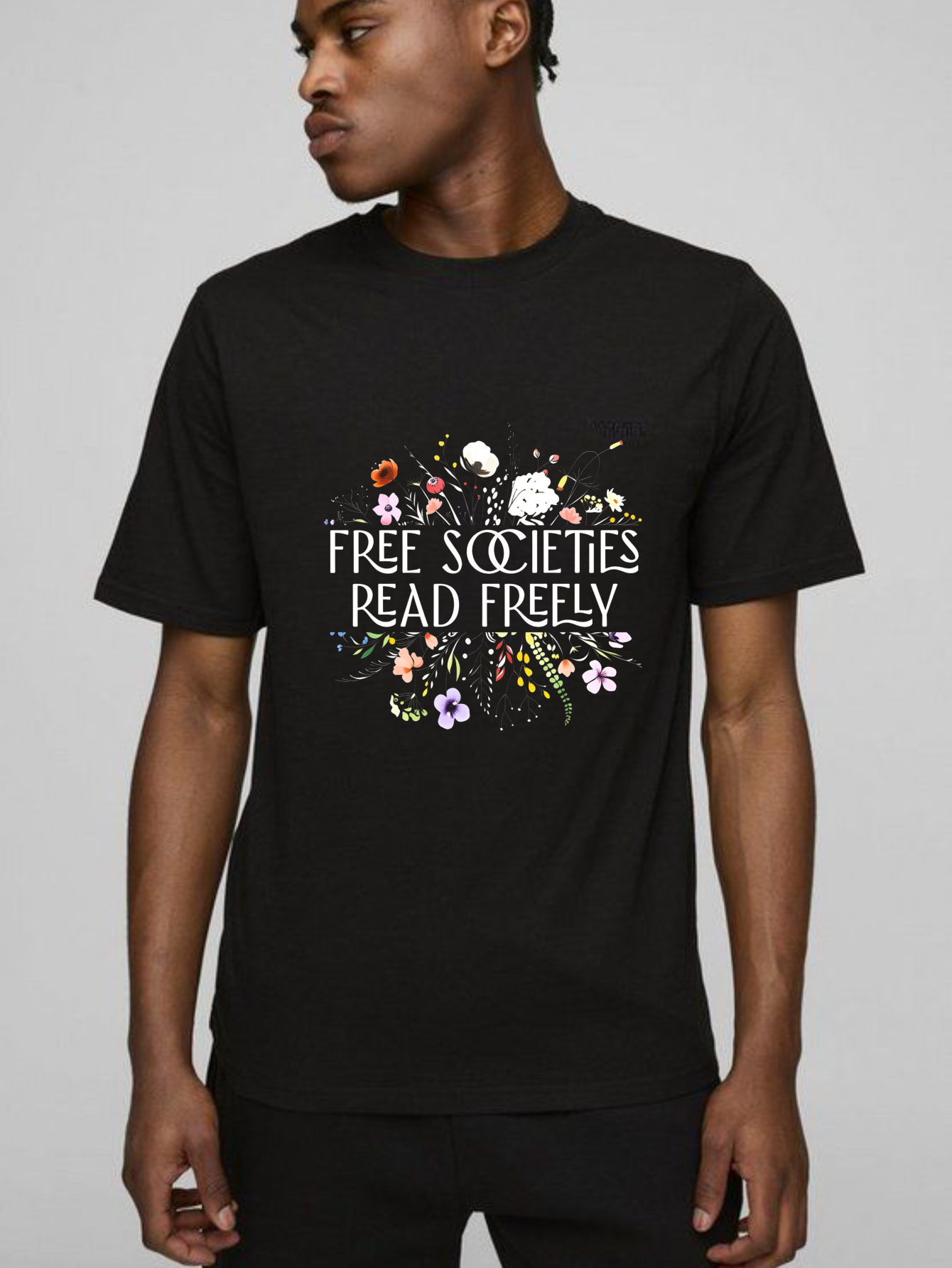Dorawear™ Free Societies Read Freely Floral Design T Shirt