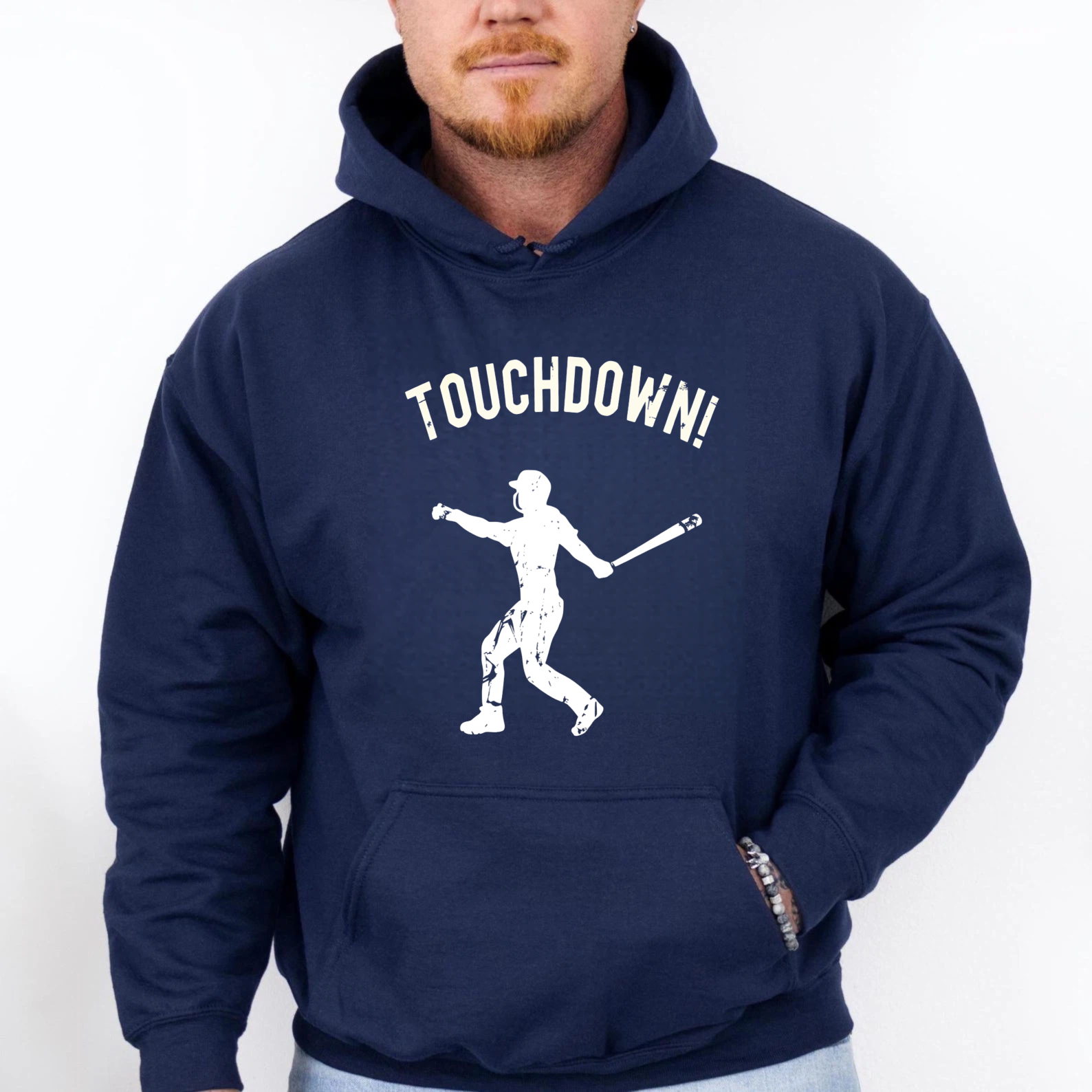 Dorawear™ Touchdown Baseball Player Graphic Hoodie Unisex Sweatshirt Sport Inspired Casual Wear Black Pullover With Front Pocket And Hood-Dorawear