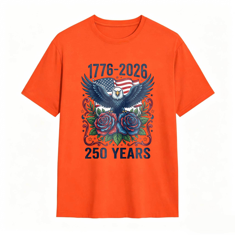 American Eagle With Roses And Flag 1776 2026 250 Years T-shirt