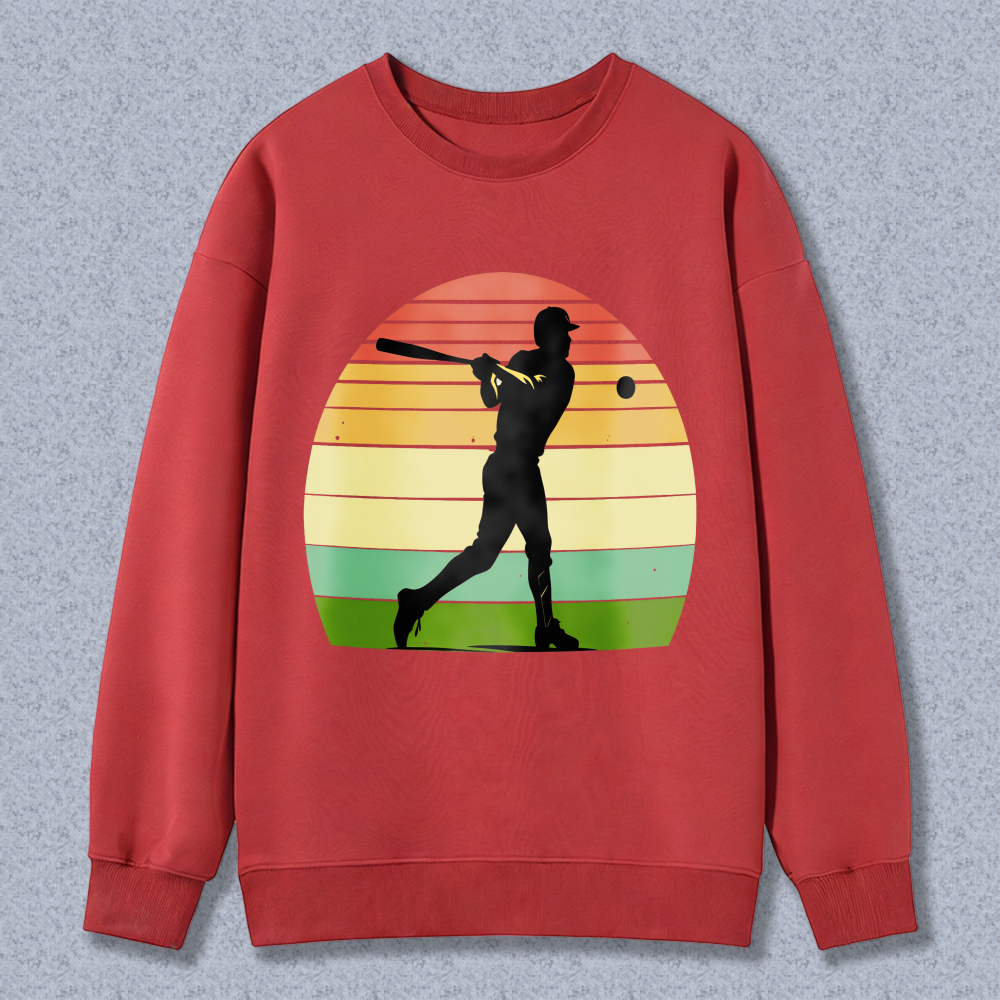 Dorawear™ Baseball Player Silhouette Sunset Gradient Design Unisex Classic Sweatshirt