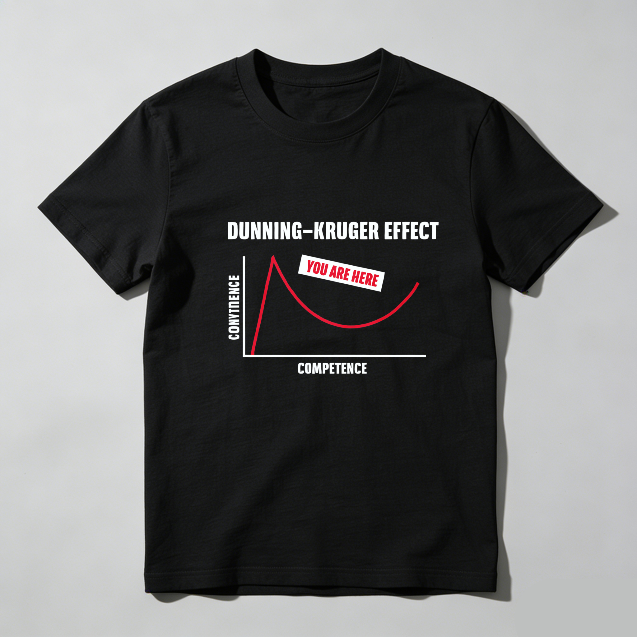 Dorawear Dunning Kruger Effect Confidence Curve You Are Here Pure Cotton Short Sleeve T-Shirt
