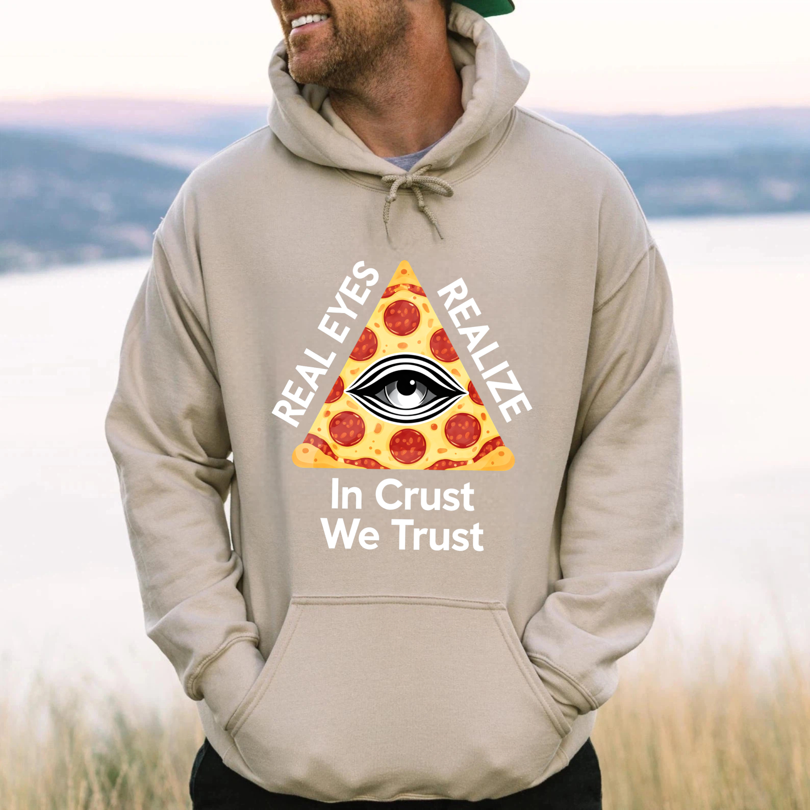 Dorawear™ Real Eyes Realize In Crust We Trust Pizza Eye Hoodie Sweatshirt Black Casual Wear For Men Women Unisex Fashion Gift Idea-Dorawear