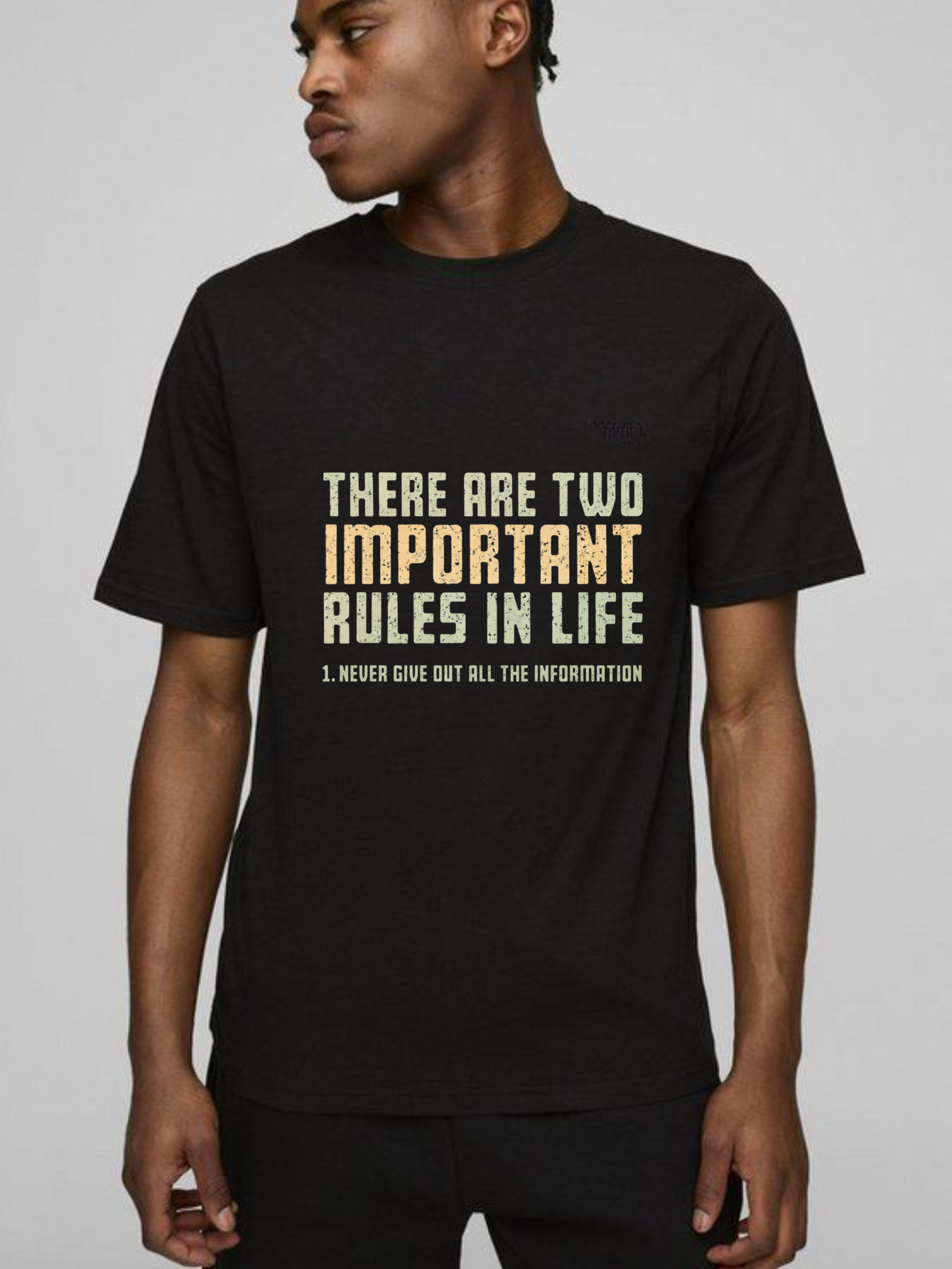 Dorawear Two Rules In Life Never Give Out All The Information Pure Cotton Short Sleeve T Shirt