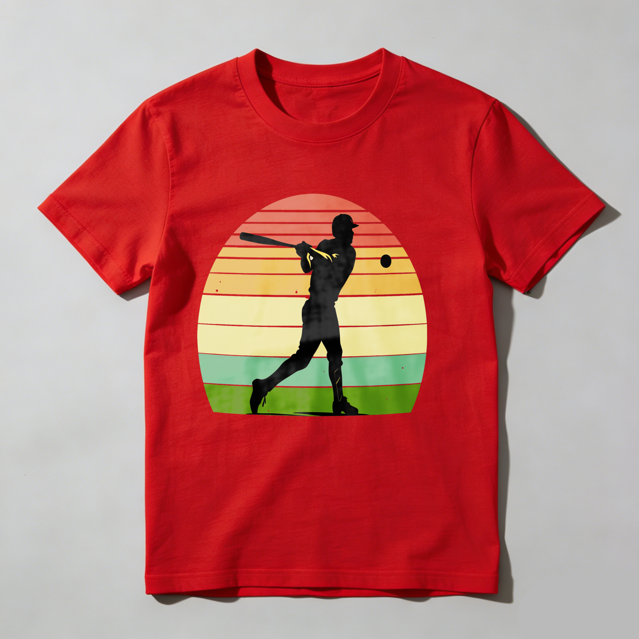 Dorawear™ Silhouette Baseball Player Sunset Background  T Shirt
