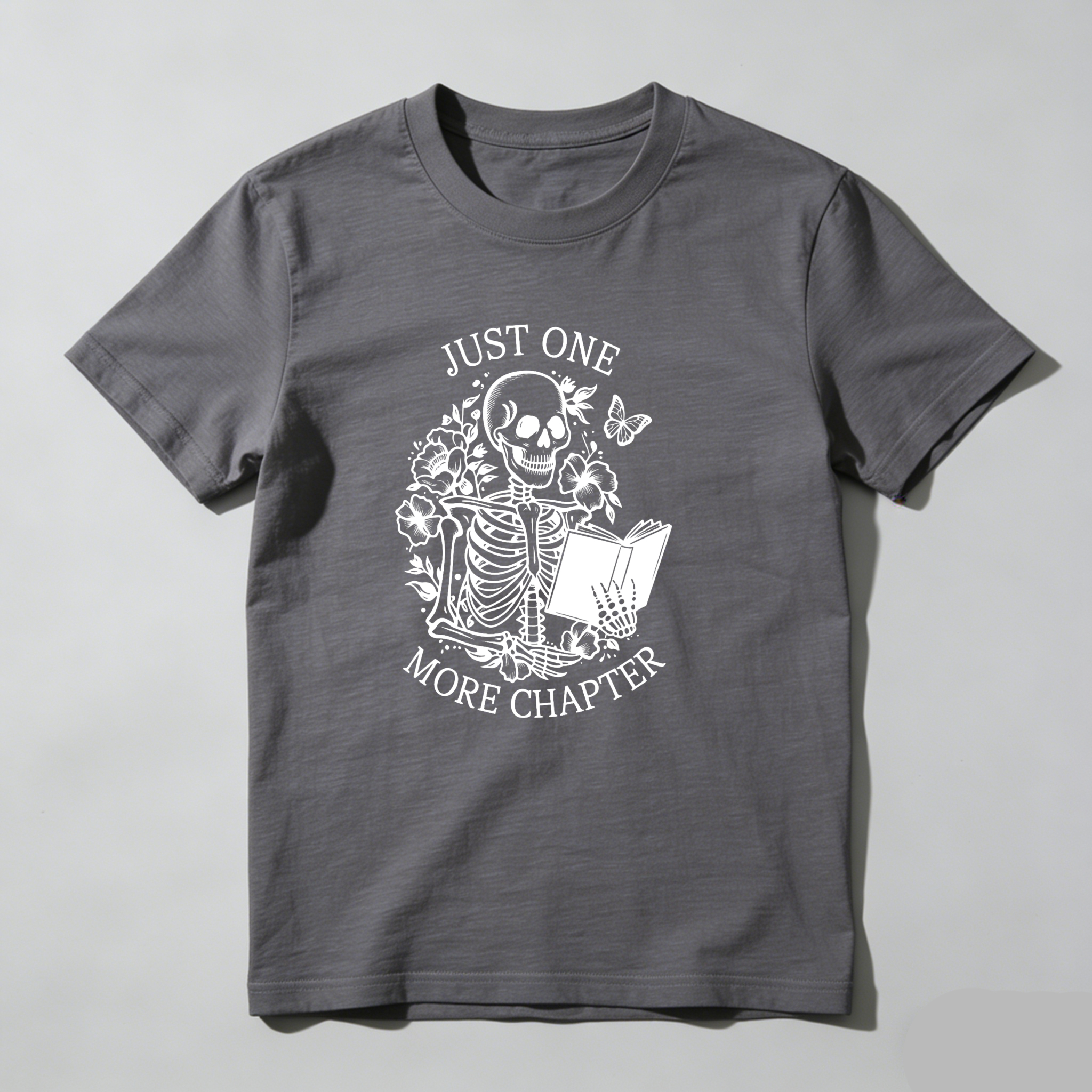 Dorawear™ Just One More Chapter Skeleton Reading Book T Shirt