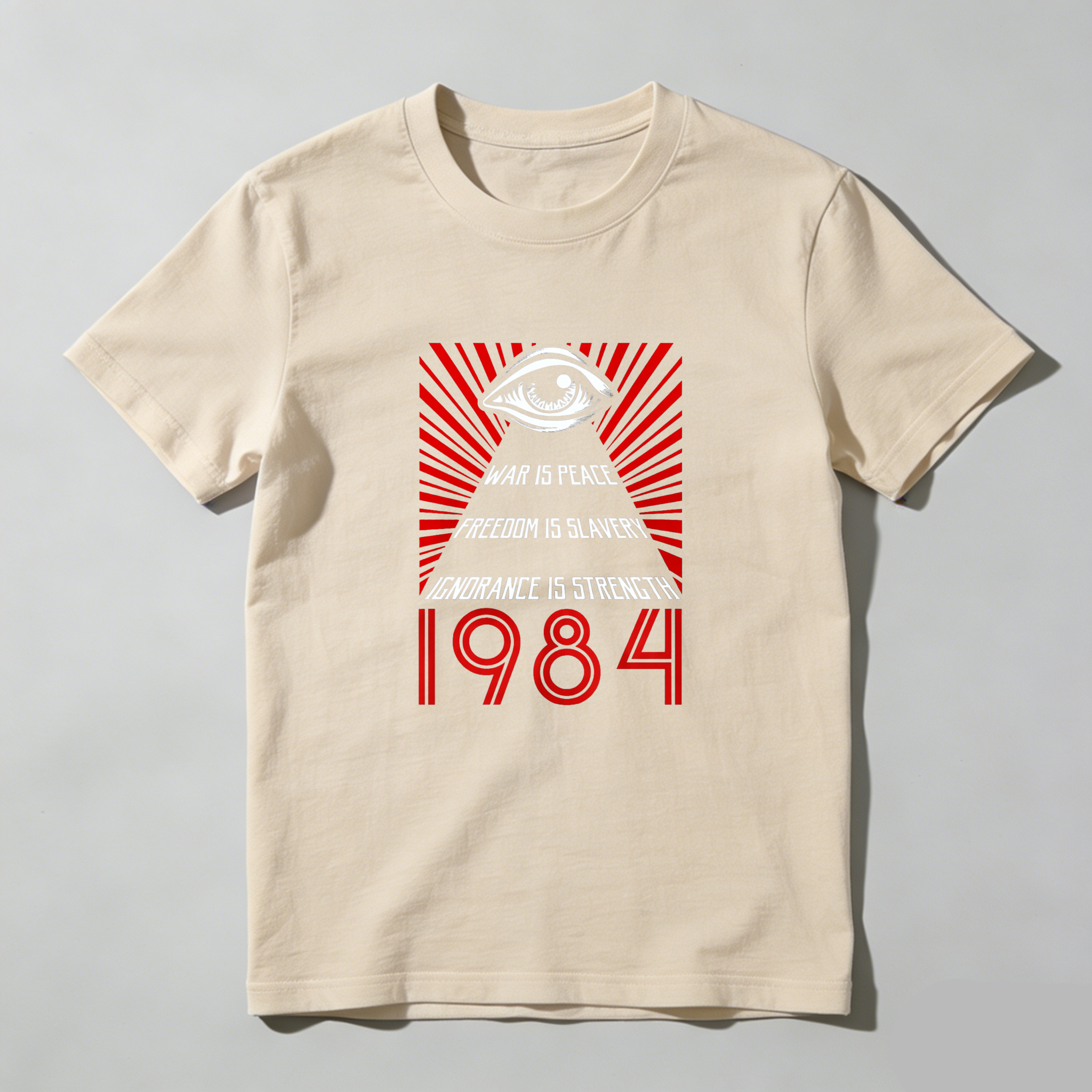 Dorawear™ Big Brother Eye 1984 War Is Peace Freedom Is Slavery Ignorance Is Strength Pure Cotton Short Sleeve T Shirt-Dorawear