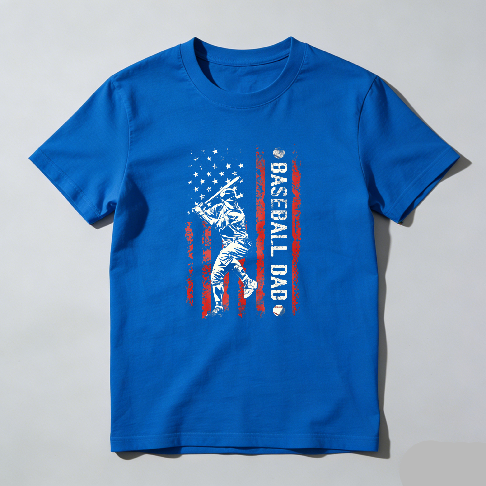 Dorawear™ Baseball Player American Flag Dad  T Shirt-Dorawear