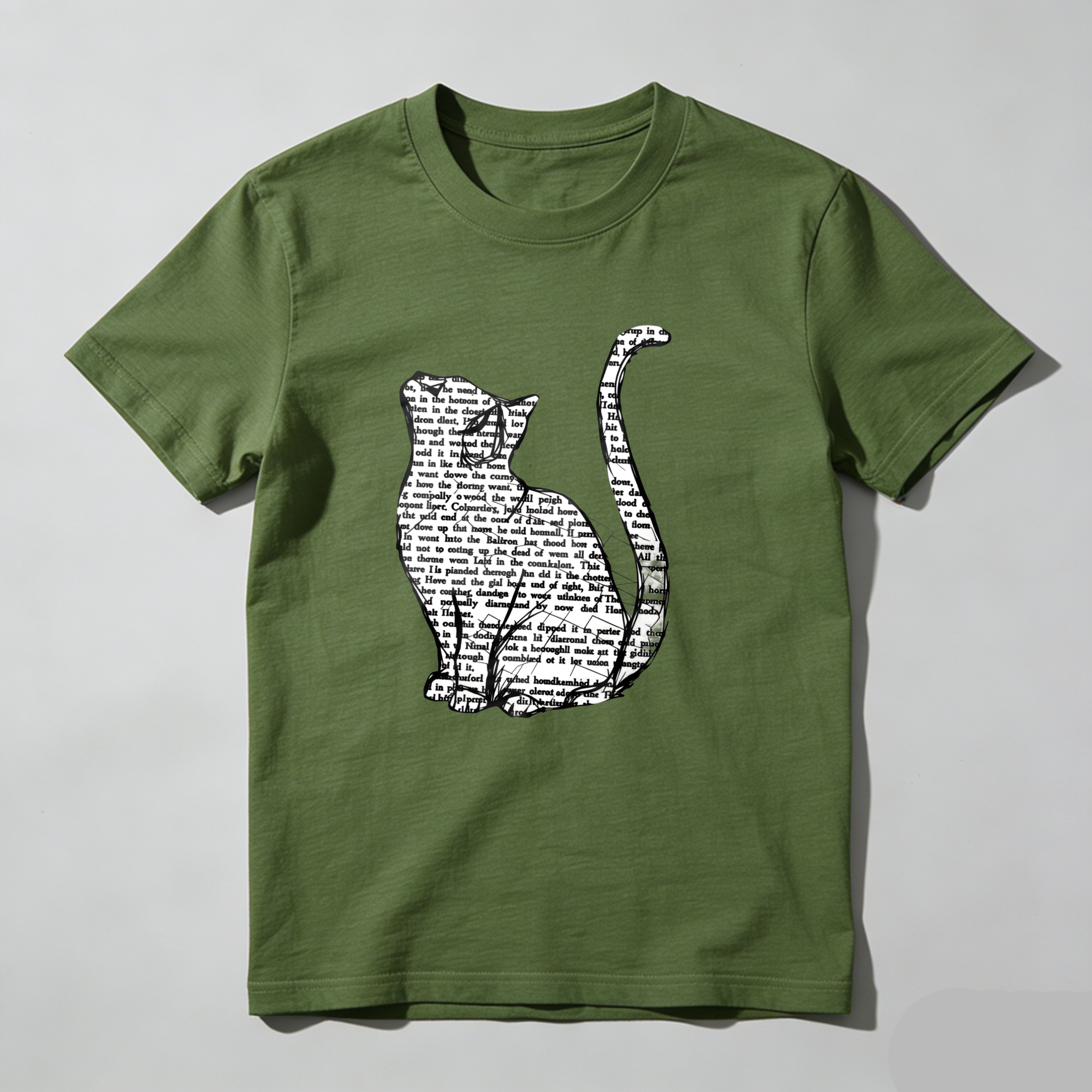 Dorawear™ Cat Silhouette Text Pattern Print Design T Shirt