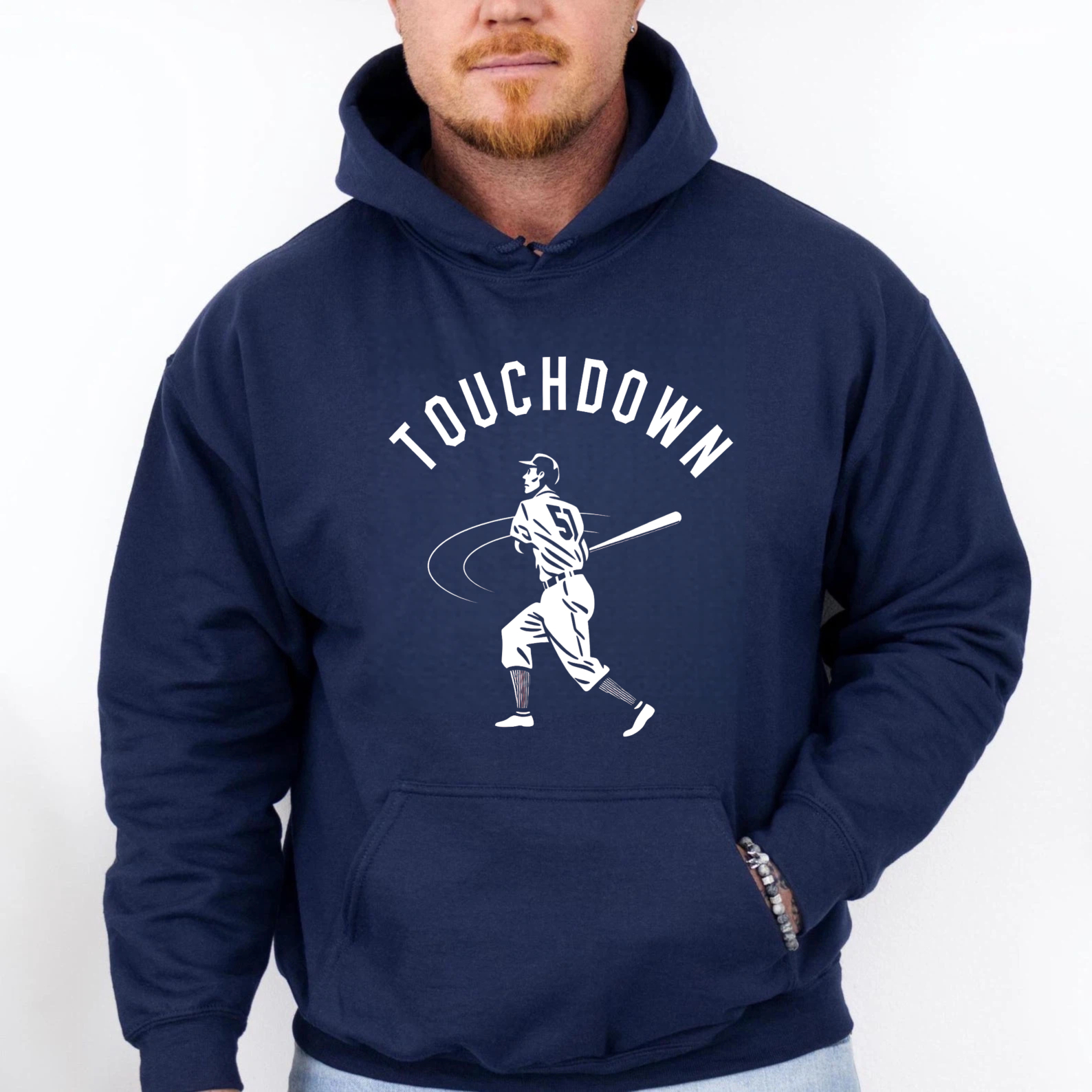 Dorawear™ Touchdown Baseball Player Hoodie Black Sport Sweatshirt Unisex Casual Wear-Dorawear