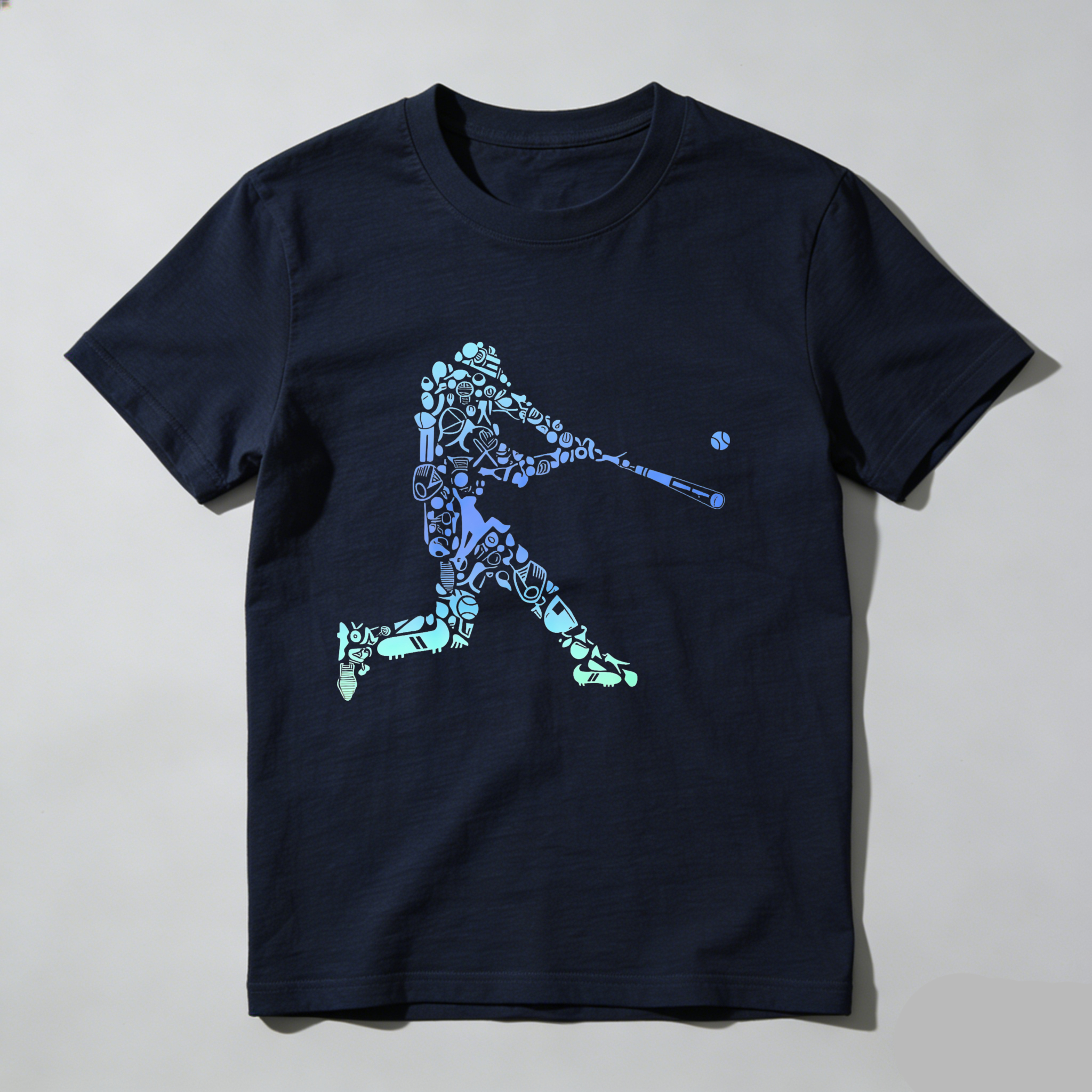 Dorawear™ Baseball Player Silhouette With Tools And Equipment  T Shirt
