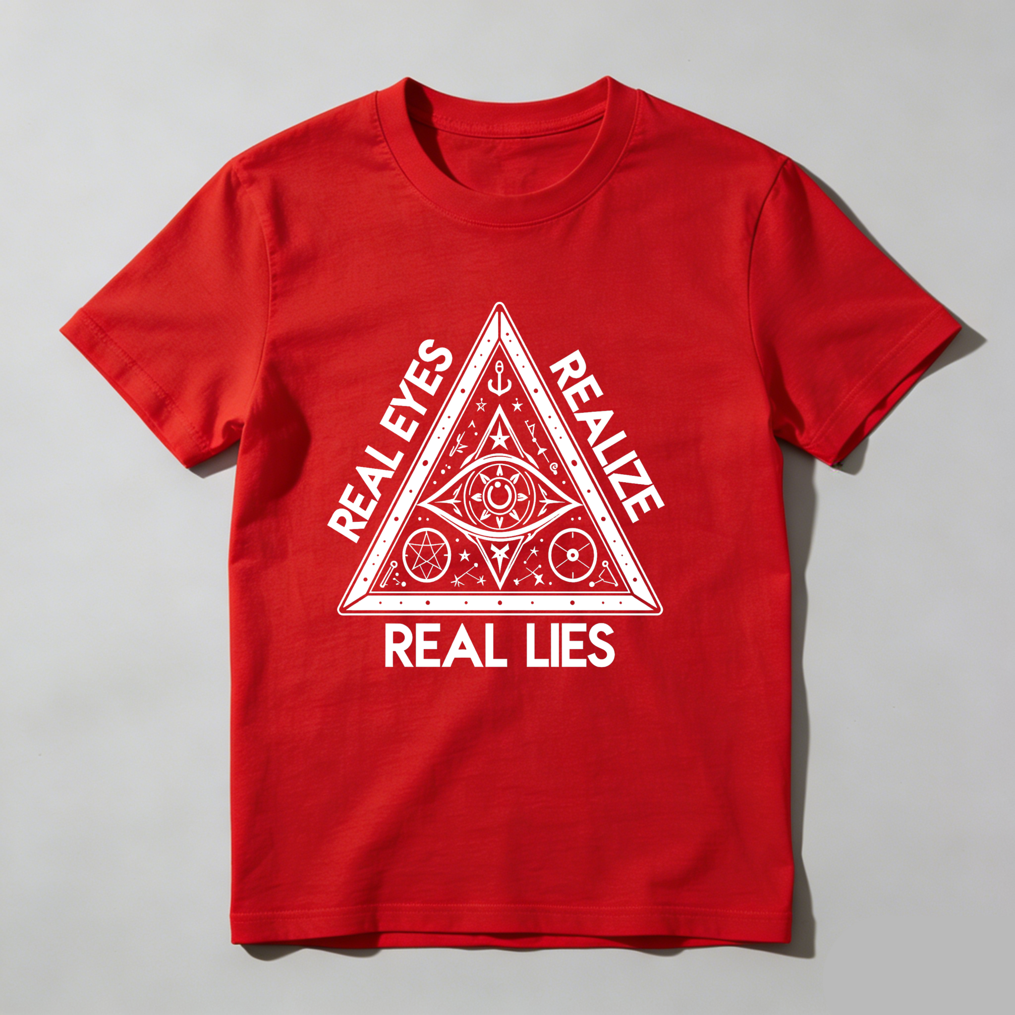Dorawear™Real Eyes Realize Real Lies Pyramid Symbol  T Shirt