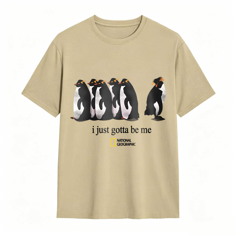 Dorawear™Penguins Standing In A Row With One Walking Away I Just Gotta Be Me National Geographic Logo Unisex Classic T-shirt