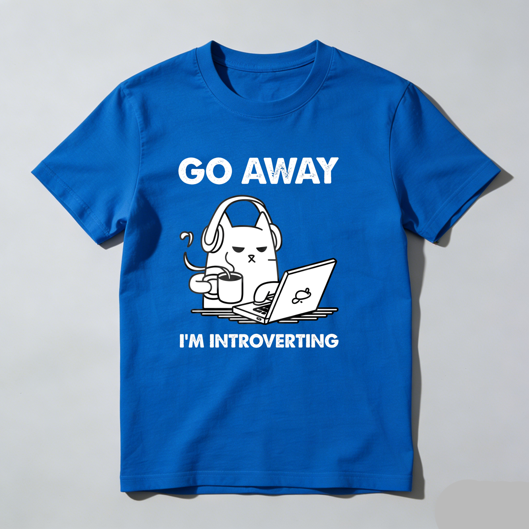 Dorawear™ Go Away I'm Introverting Cat With Laptop T Shirt