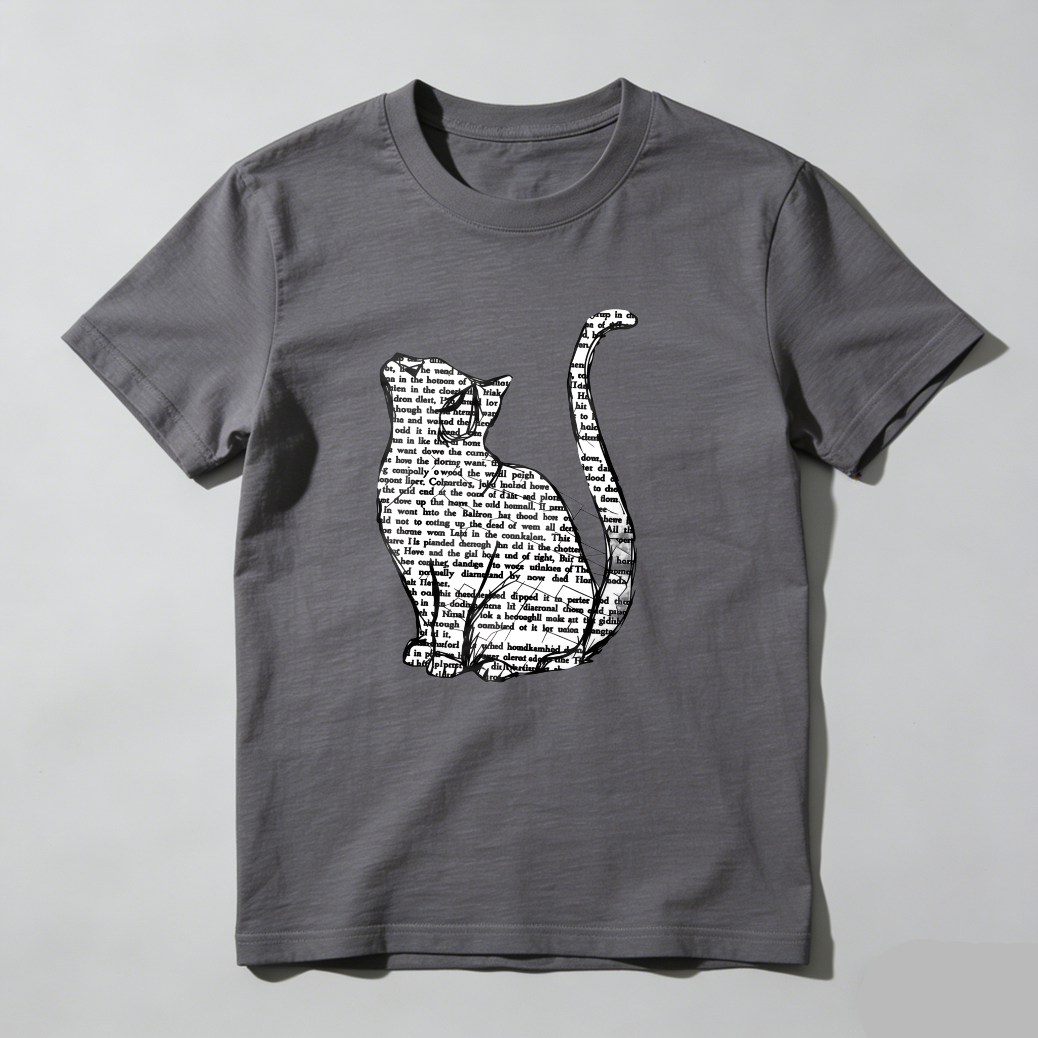 Dorawear™ Cat Silhouette Text Pattern Print Design T Shirt