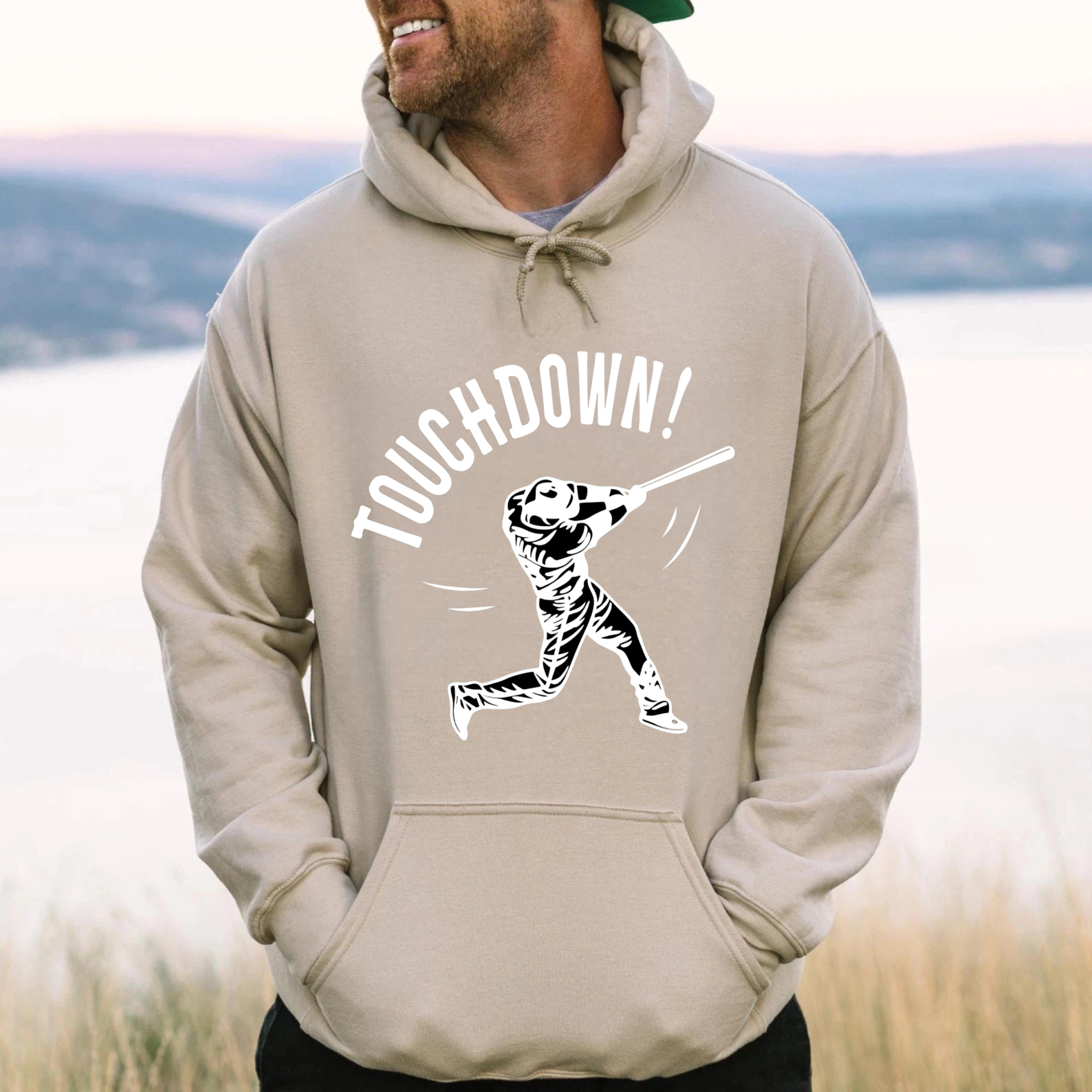 Dorawear™ Touchdown Baseball Player Hoodie Black Sweatshirt Sport Graphic Pullover Casual Wear