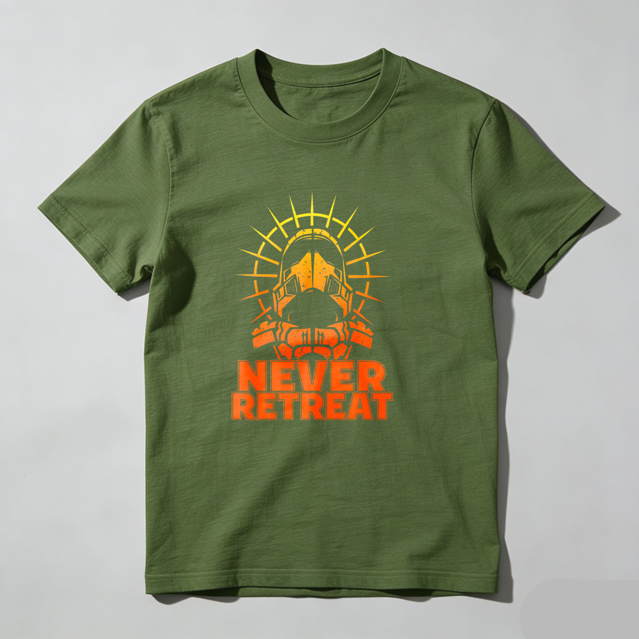 Dorawear™ Never Retreat Warrior Helmet Sunburst T Shirt