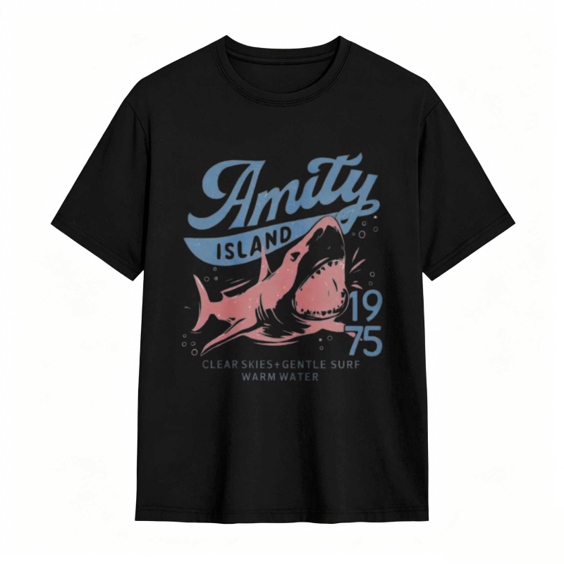 Amity Island Shark 1975 Clear Skies Gentle Surf Warm Water T-shirt