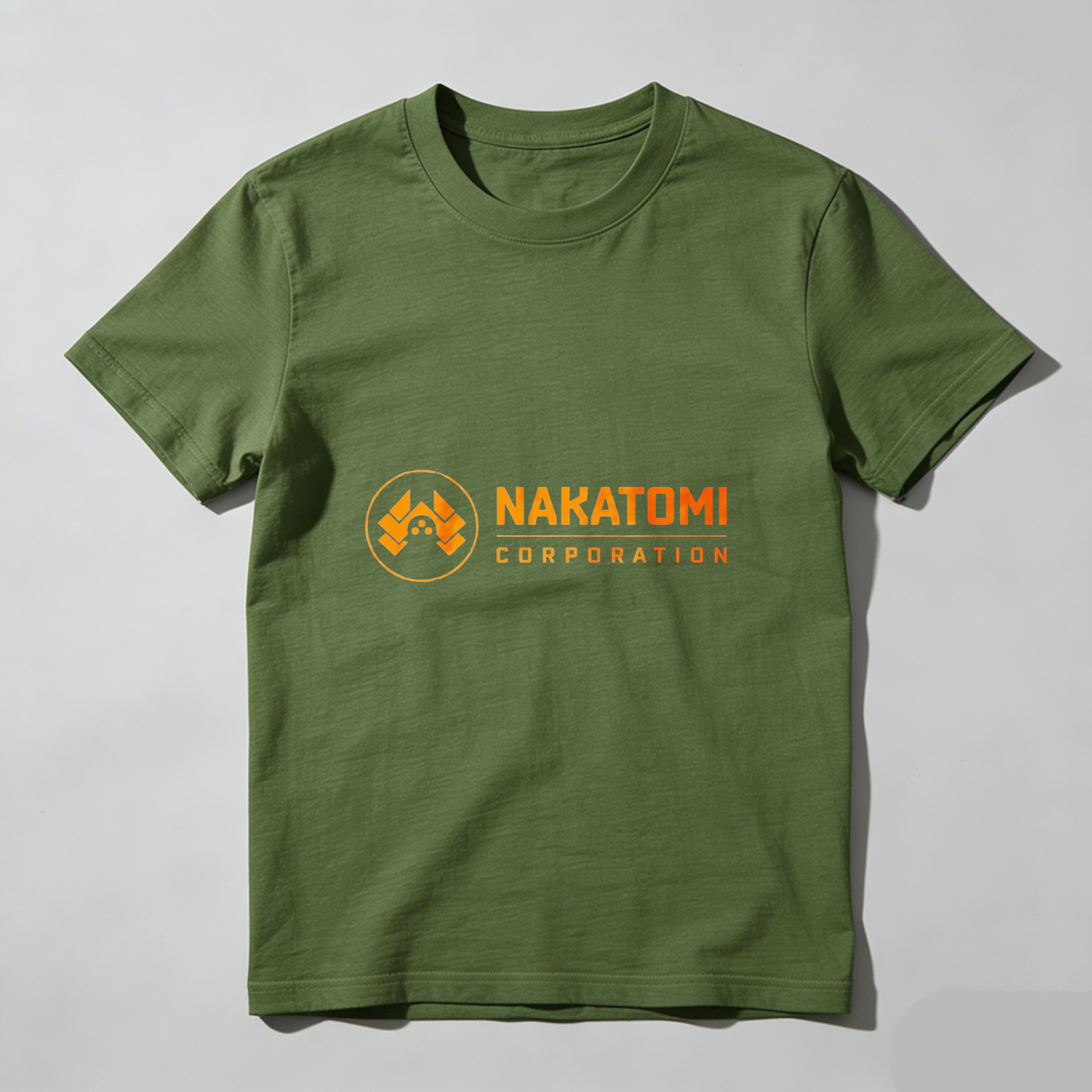 Dorawear Nakatomi Corporation Logo Orange Print Pure Cotton Short Sleeve T Shirt