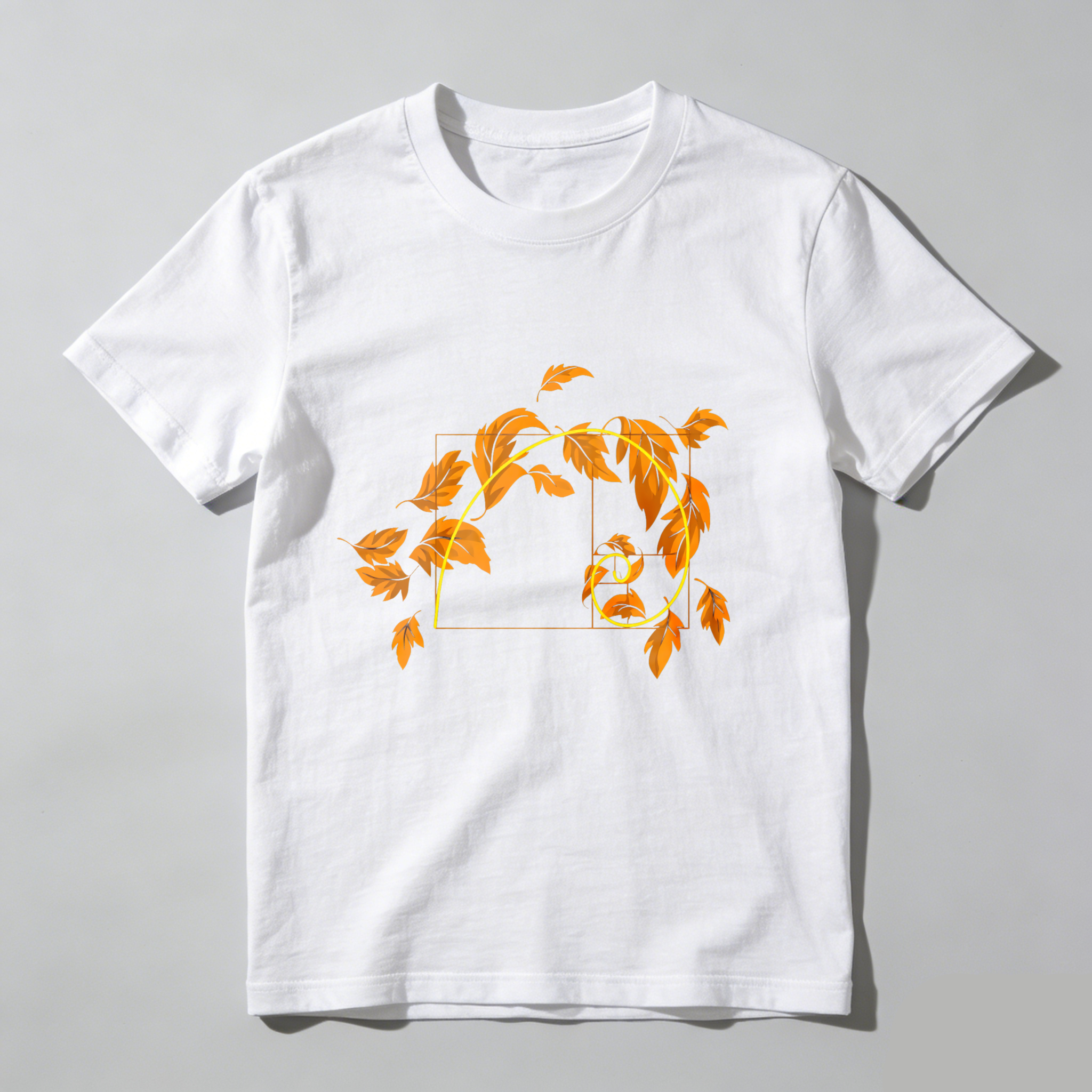 Dorawear Golden Leaves Spiral Design With Square Frame T Shirt