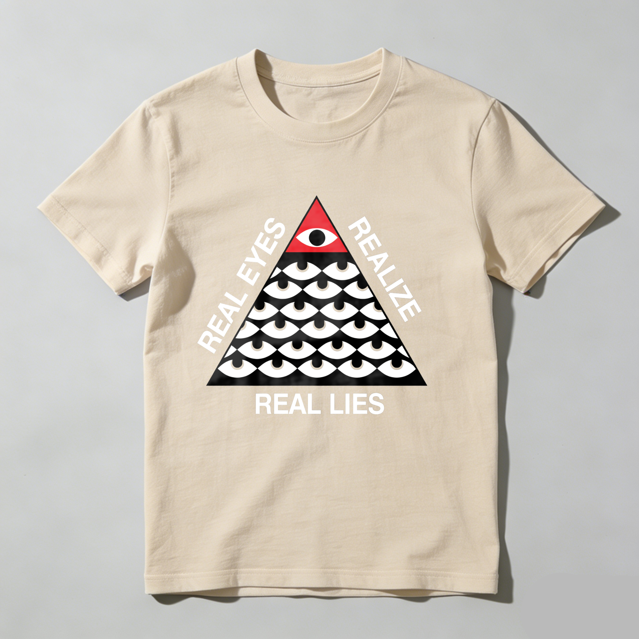 Dorawear™Real Eyes Realize Real Lies Pyramid Eye Pattern  T Shirt