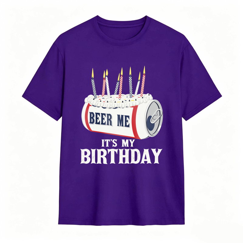 Dorawear™ Beer Can With Candles And Text Beer Me Its My Birthday Unisex Classic T-shirt
