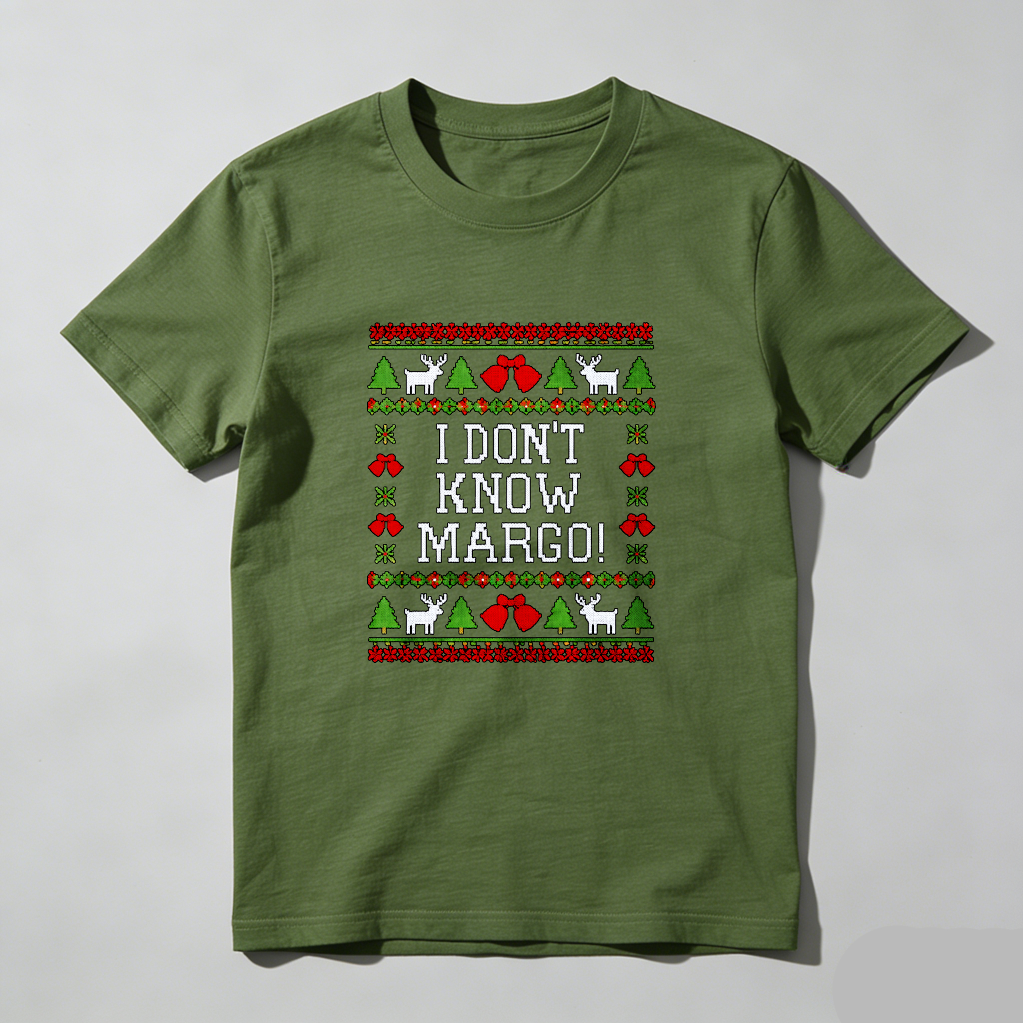Dorawear™ I Don't Know Margo Christmas Pattern Pure Cotton Short Sleeve T Shirt-Dorawear