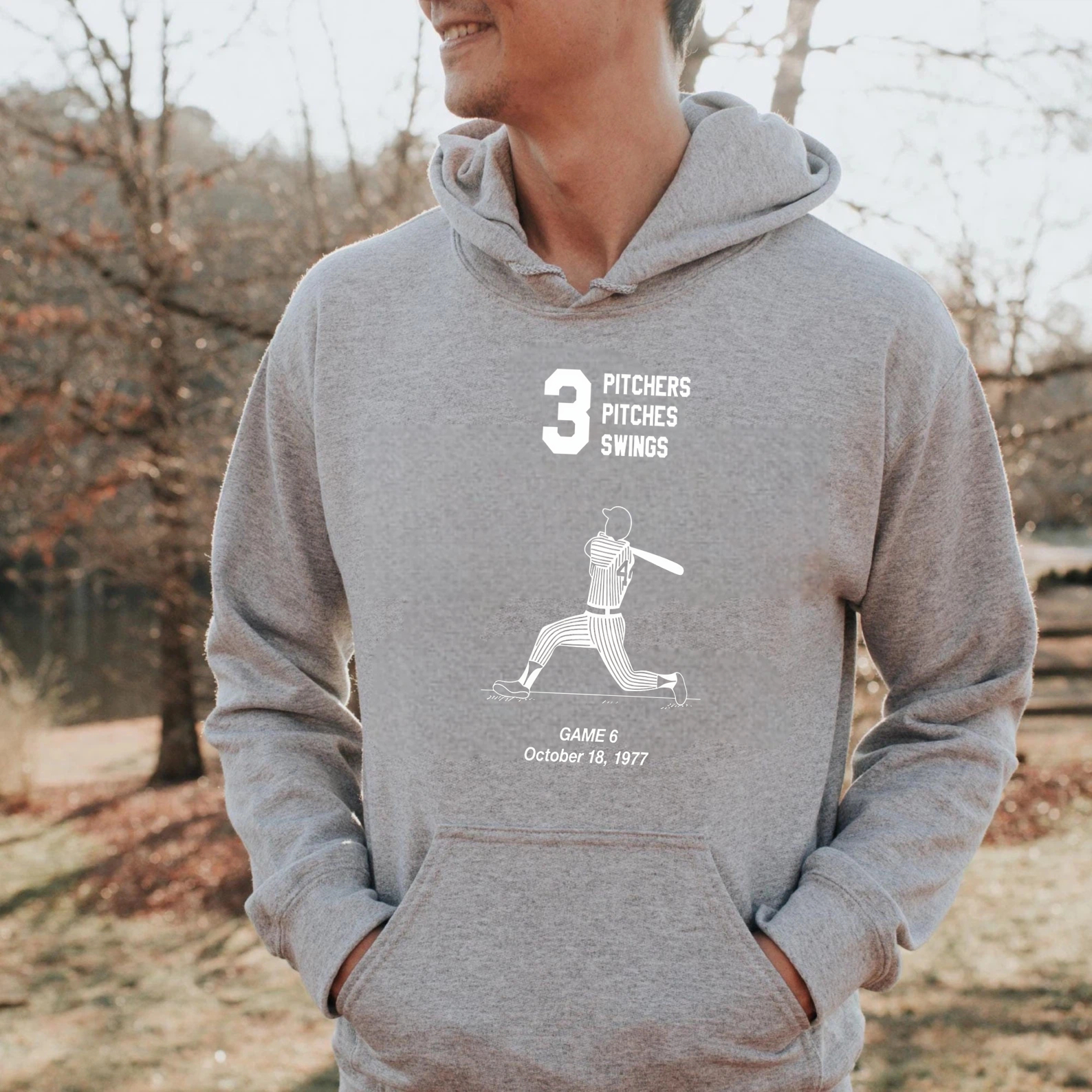 Dorawear™ 3 Pitchers 3 Pitches 3 Swings Game 8 October 18 1977 Baseball Hoodie