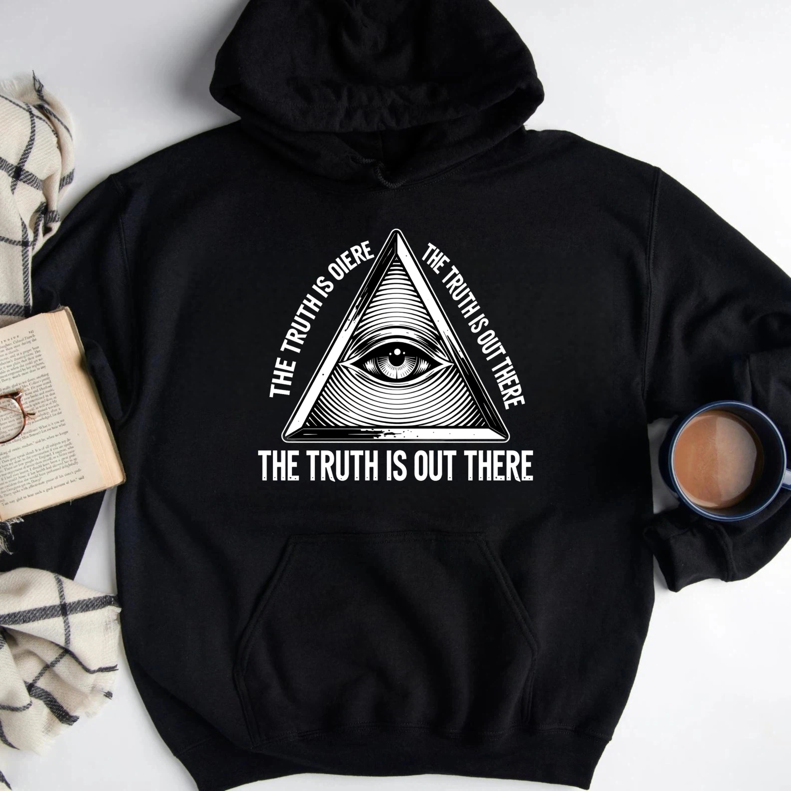 Dorawear™ The Truth Is Out There All Seeing Eye Hoodie Black Sweatshirt With Eye In Pyramid Design For Men And Women Xl-Dorawear