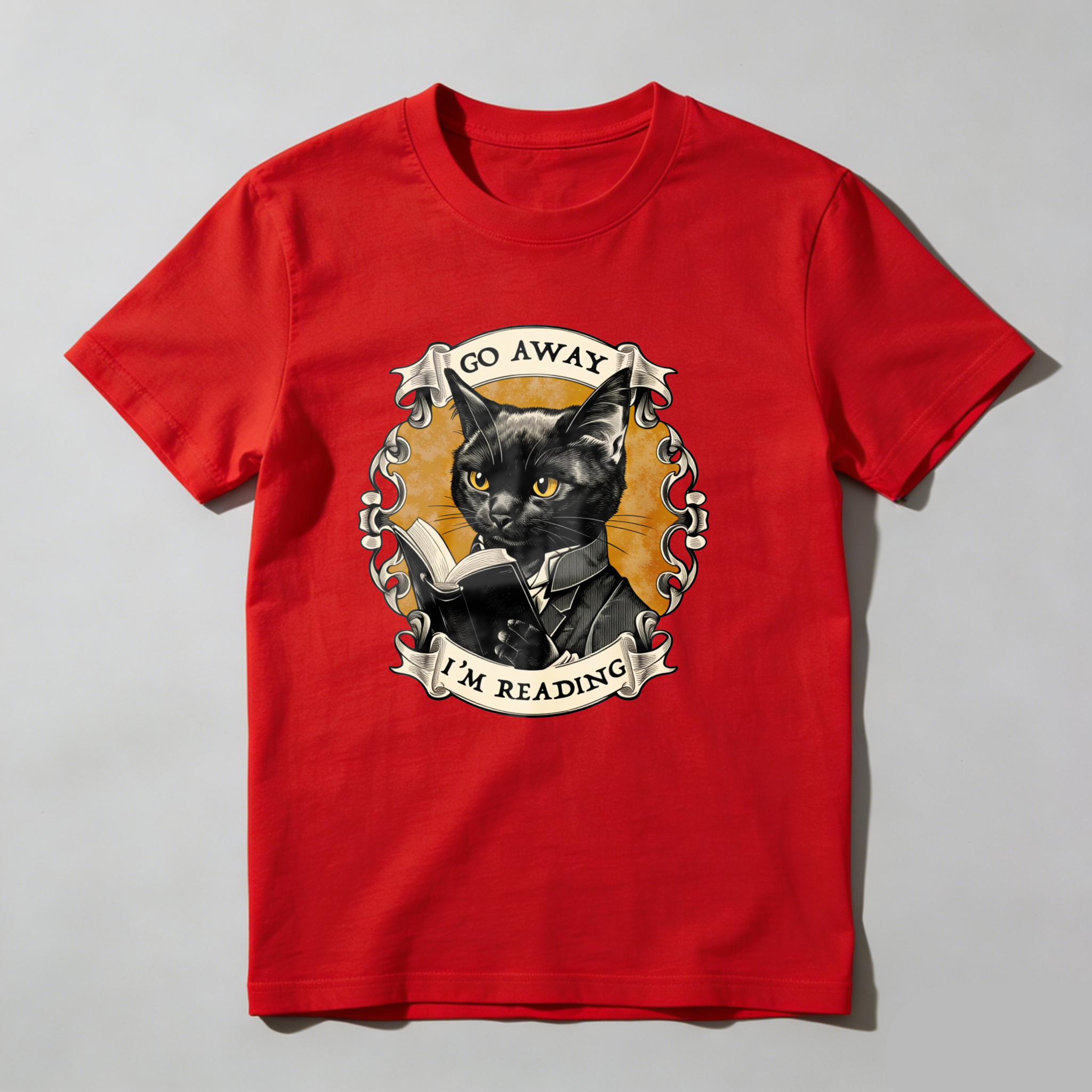 Dorawear™ Cat Reading Book With Text Go Away I'm Reading T Shirt