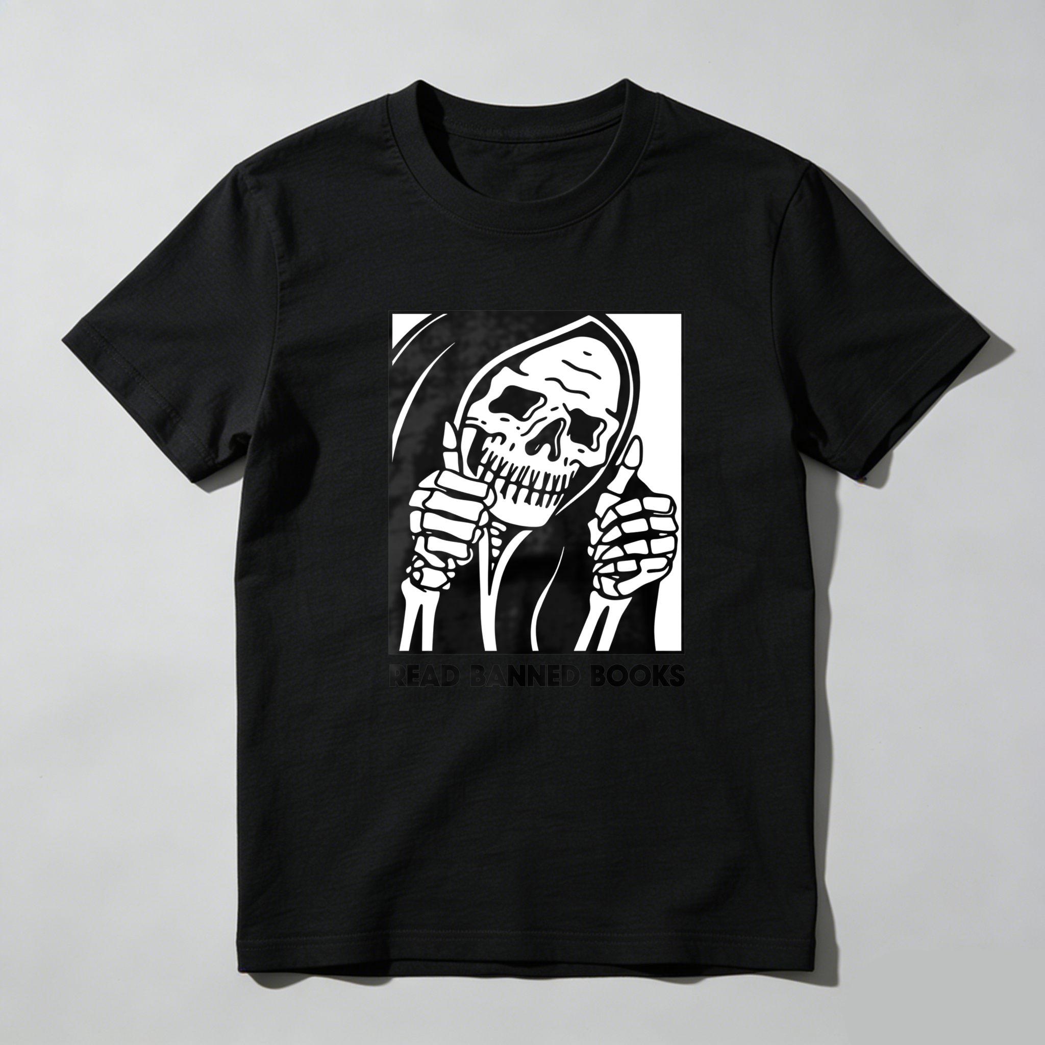Dorawear Skull Holding Mirror With Text Below T Shirt
