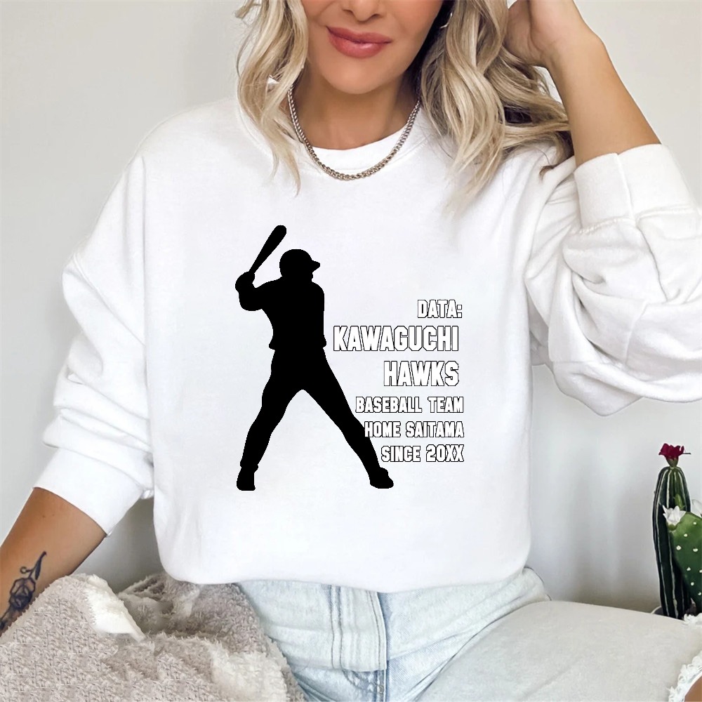 Dorawear™ Baseball Player Silhouette With Data Kawaguchi Hawks Baseball Team Home Saitama Since 20xx Unisex Classic Sweatshirt-Dorawear