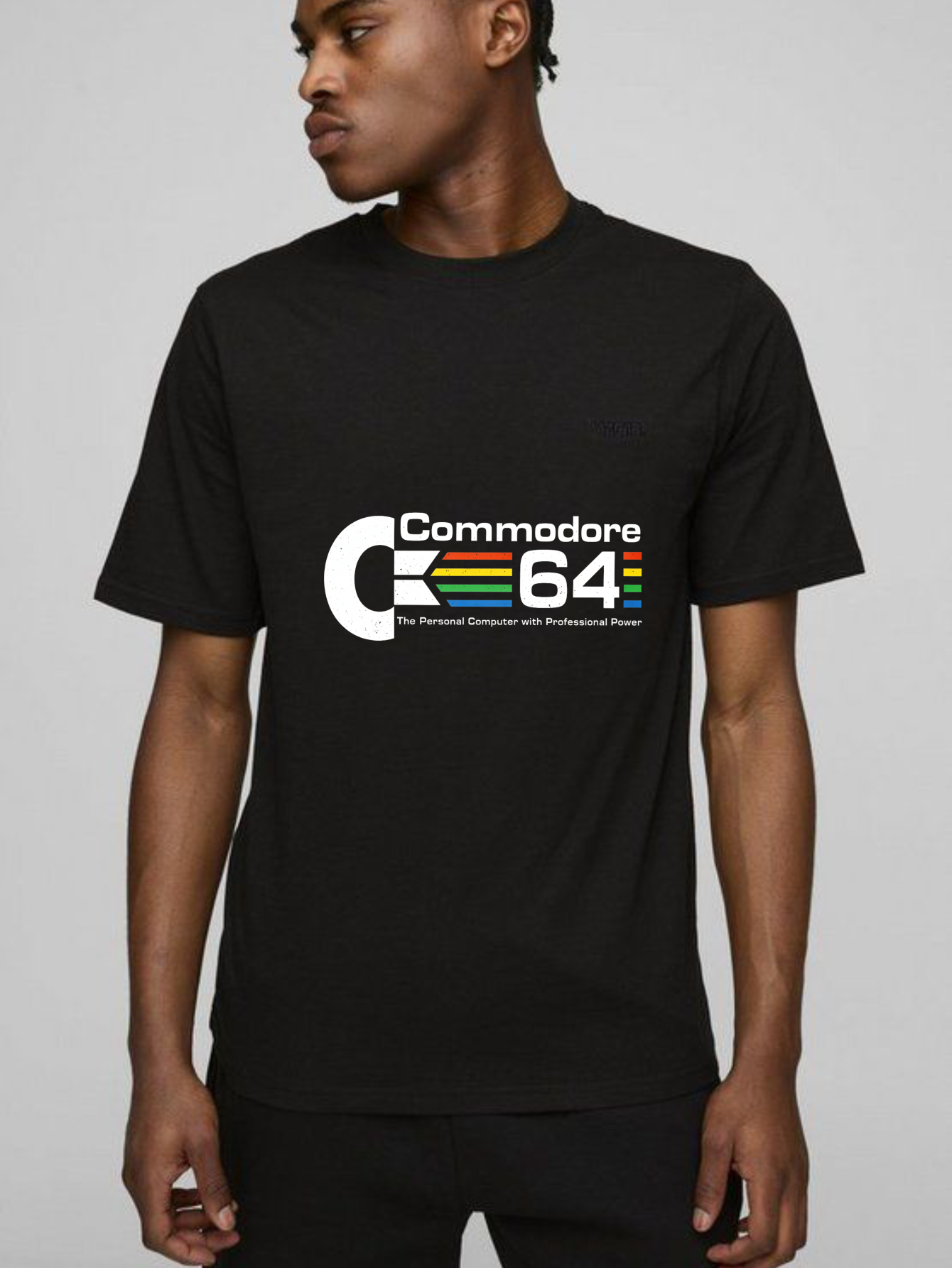 Dorawear™ Commodore C64 Logo With Rainbow Stripes T Shirt
