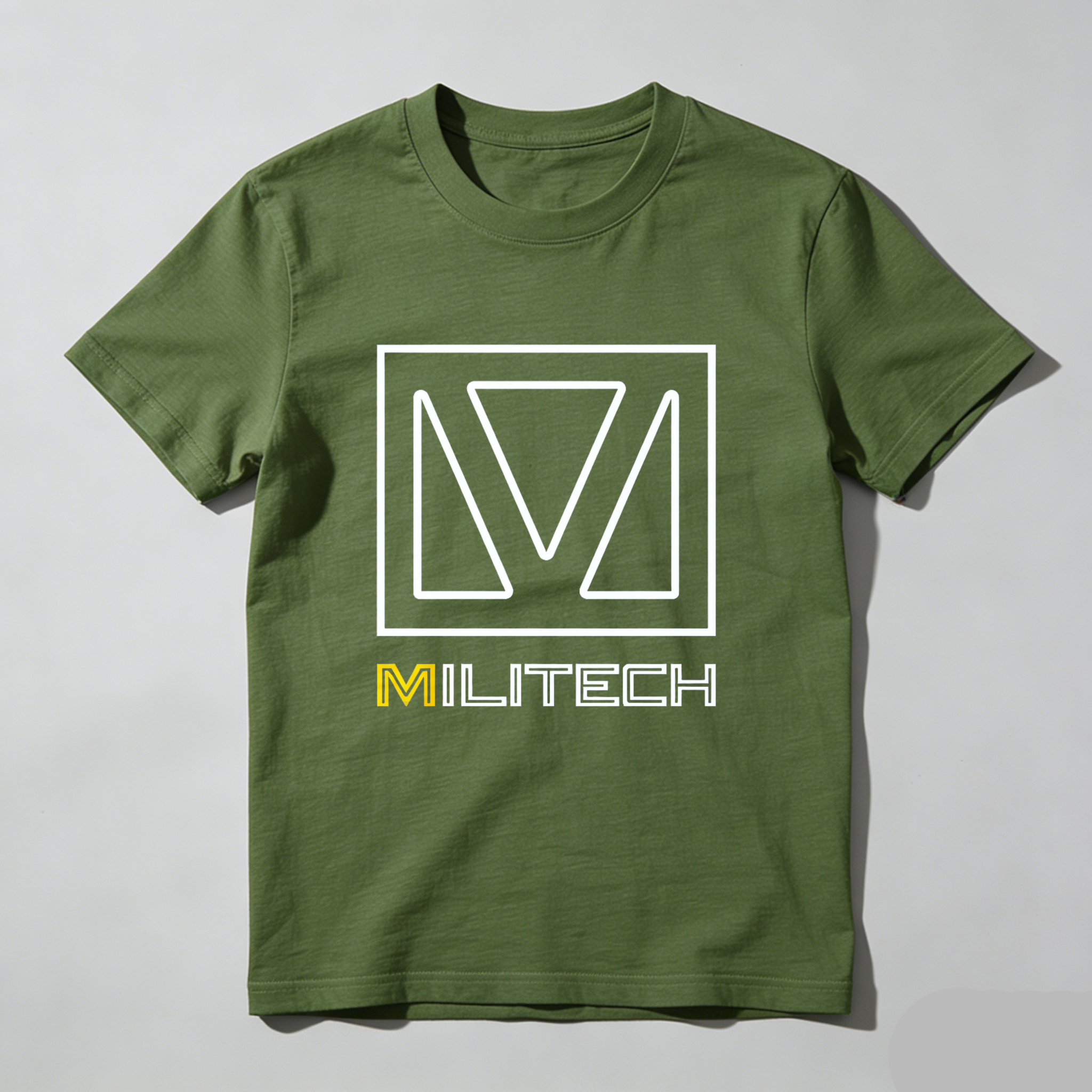 Dorawear™ Militech Logo Design White And Yellow Print Pure Cotton Short Sleeve T Shirt-Dorawear
