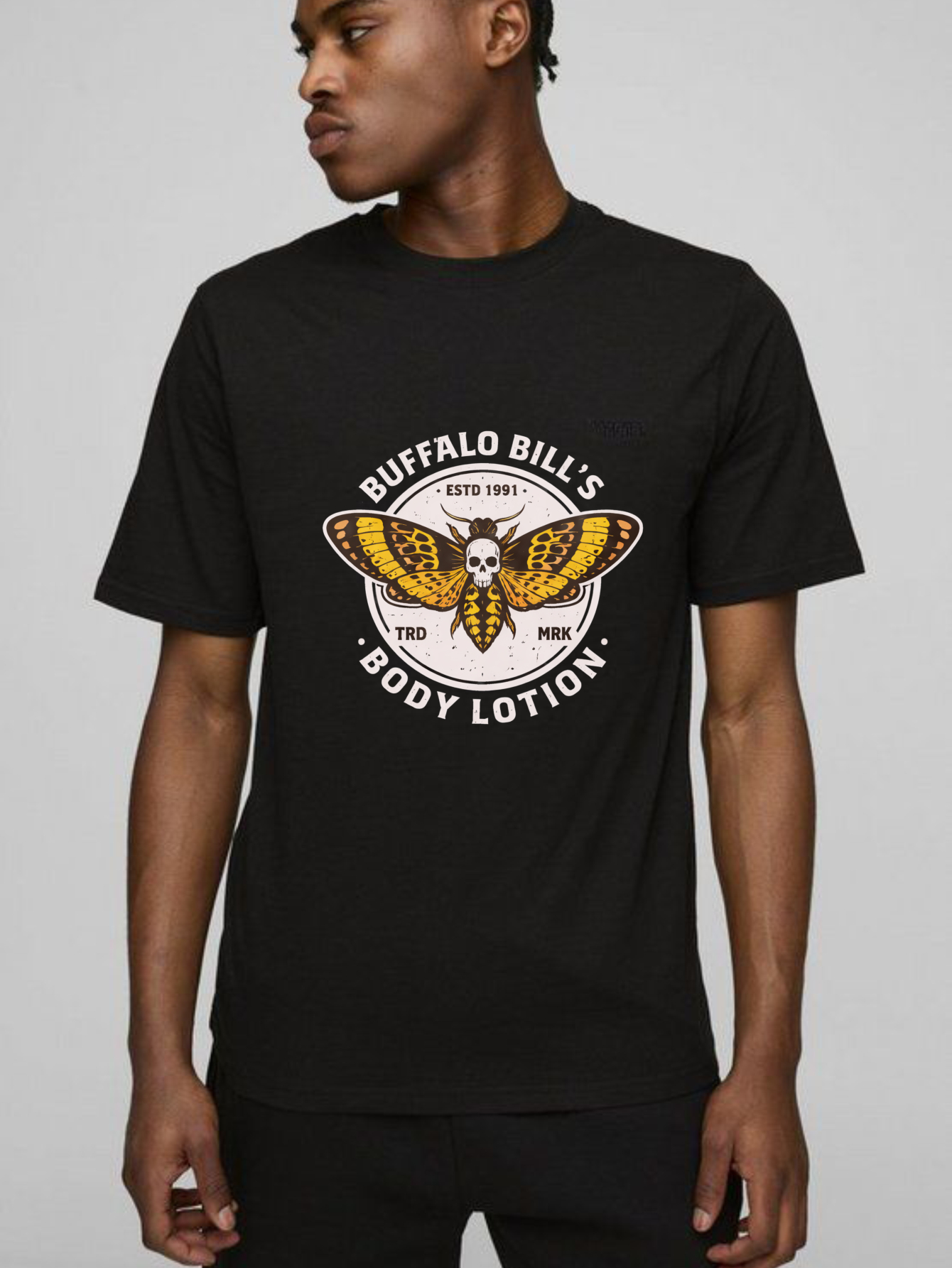 Dorawear™ Buffalo Bills Body Lotion Moth Skull Pure Cotton Short Sleeve T Shirt-Dorawear