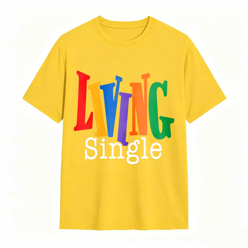 Living Single Bright Colored Lettering Graphic Cotton T-Shirt