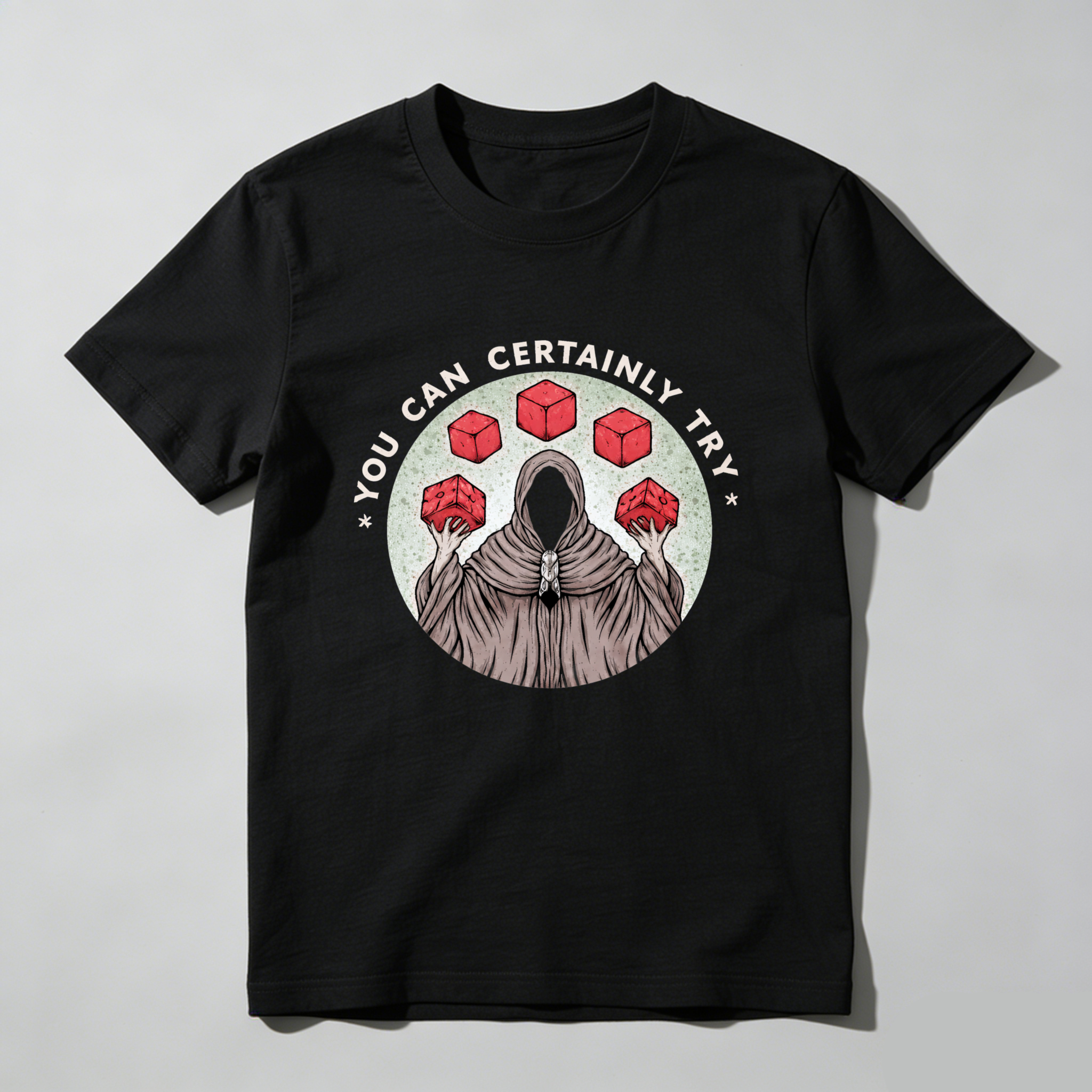 Dorawear™ You Can Certainly Try Hooded Figure Red Cubes Pure Cotton Short Sleeve T Shirt-Dorawear