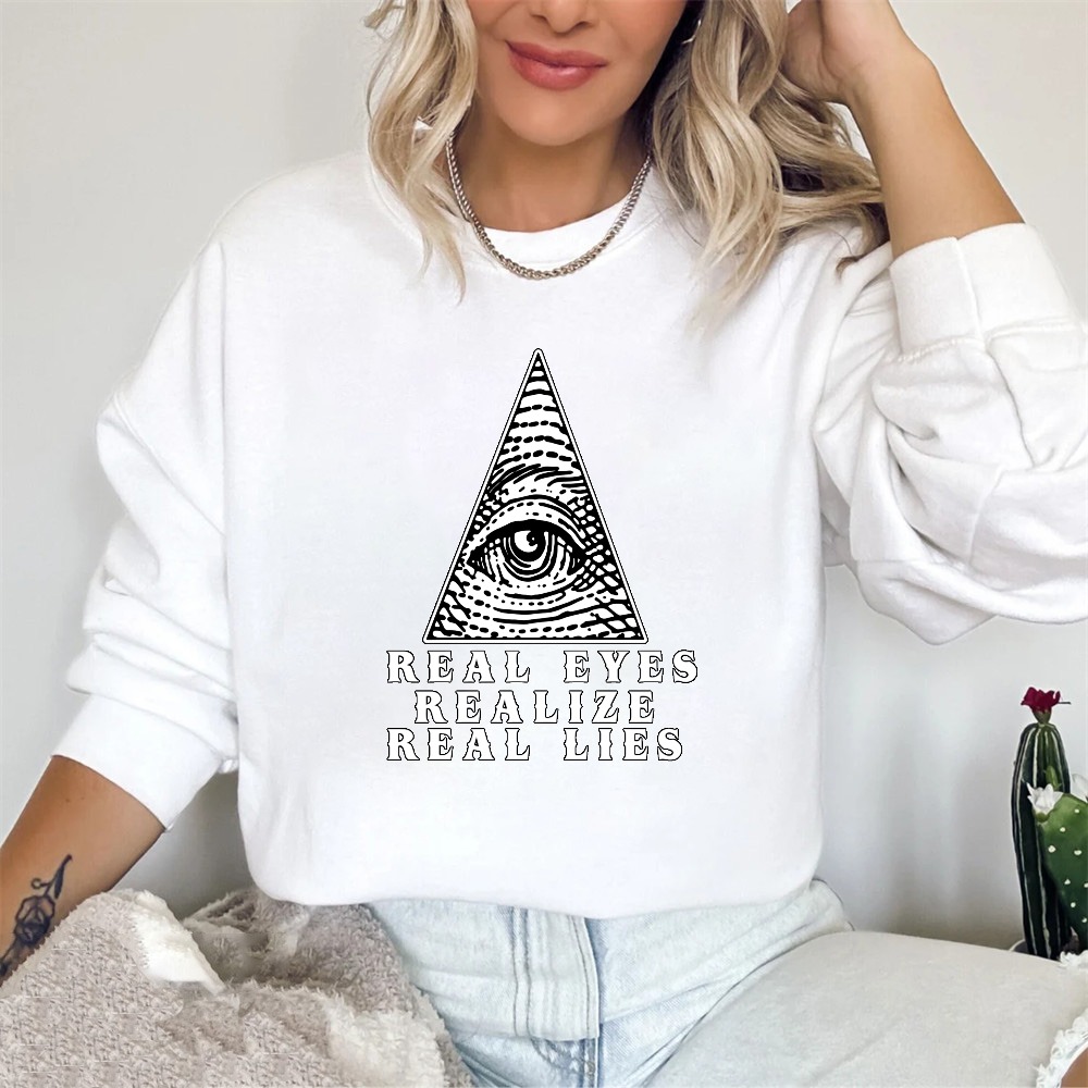 Dorawear™ All Seeing Eye Pyramid Real Eyes Realize Real Lies Unisex Classic Sweatshirt(2)