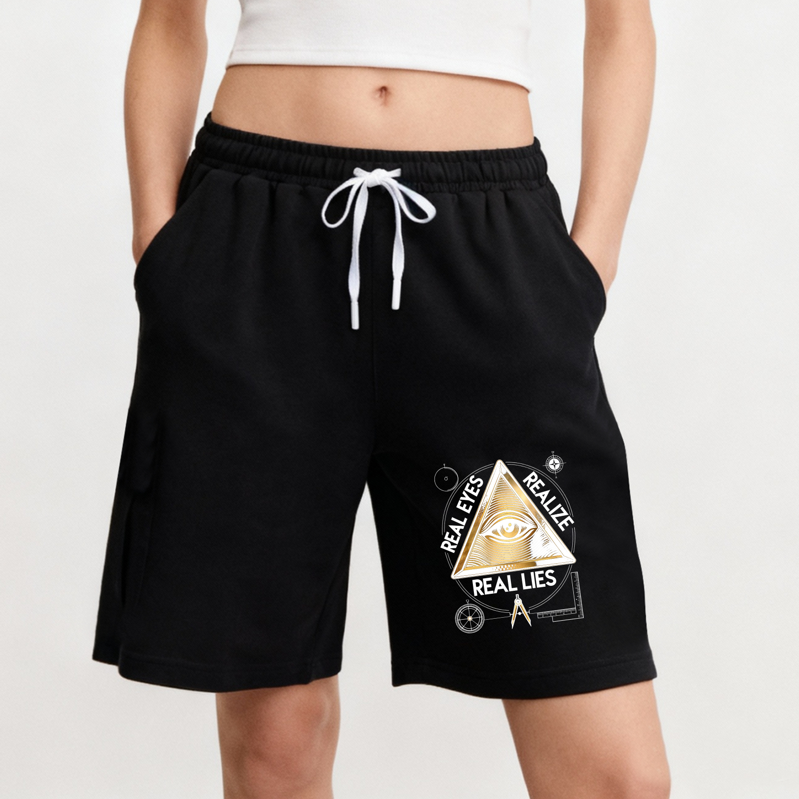 Dorawear™ All Seeing Eye Symbol Real Eyes Realize Real Lies Shorts-Dorawear