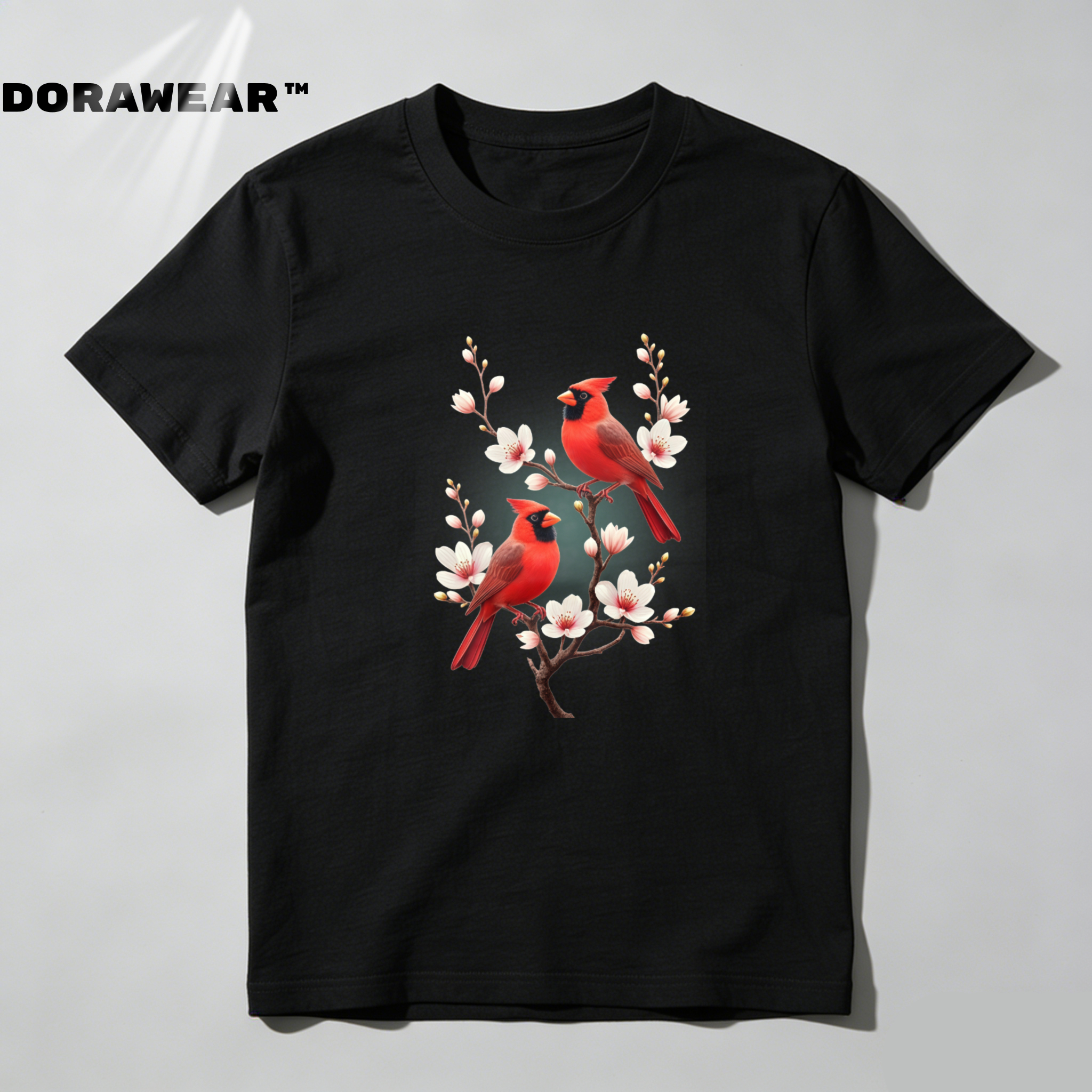 Dorawear™  Red Birds On Blossom Branch T Shirt