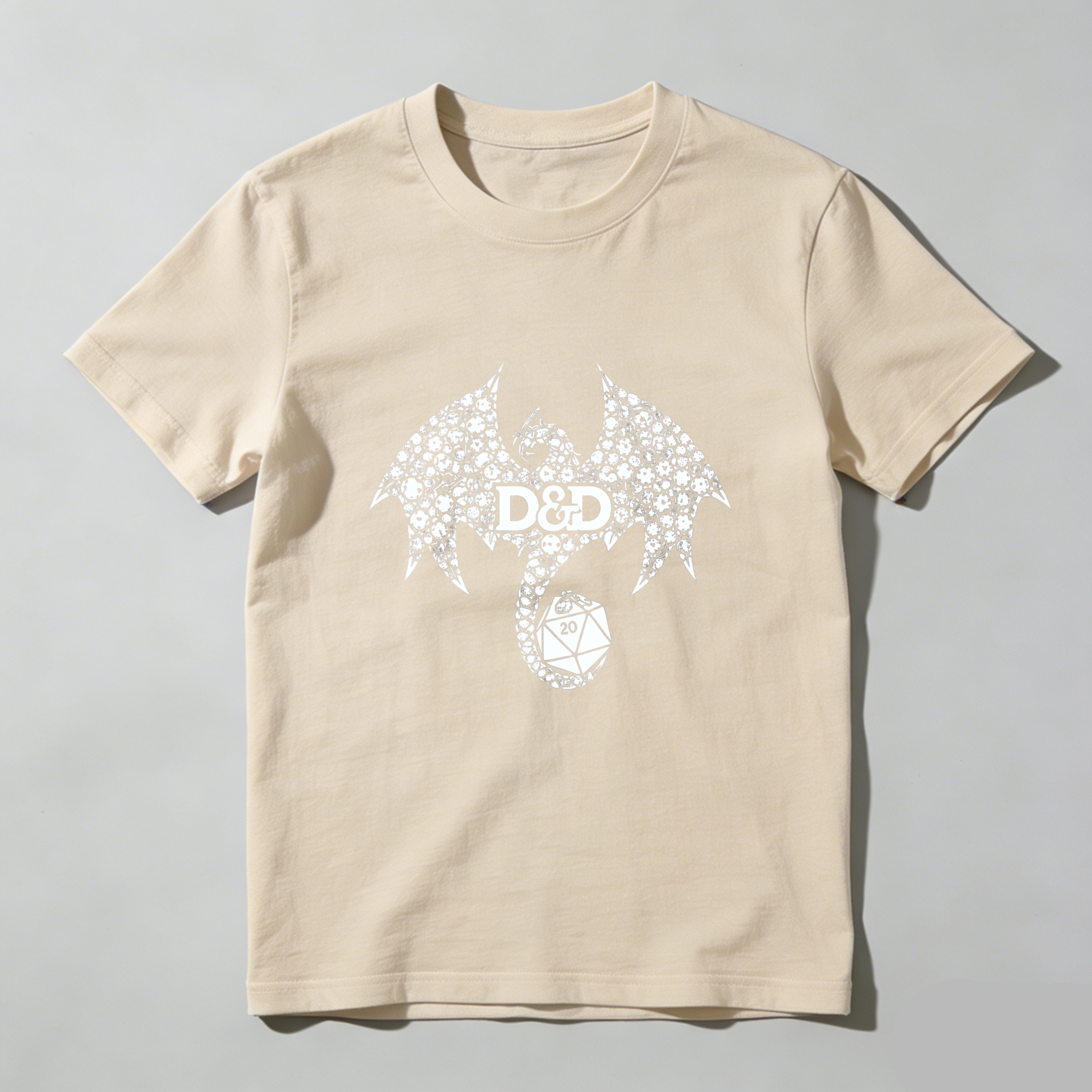 Dorawear™ Dragon Dnd Dice Pattern Pure Cotton Short Sleeve T Shirt-Dorawear