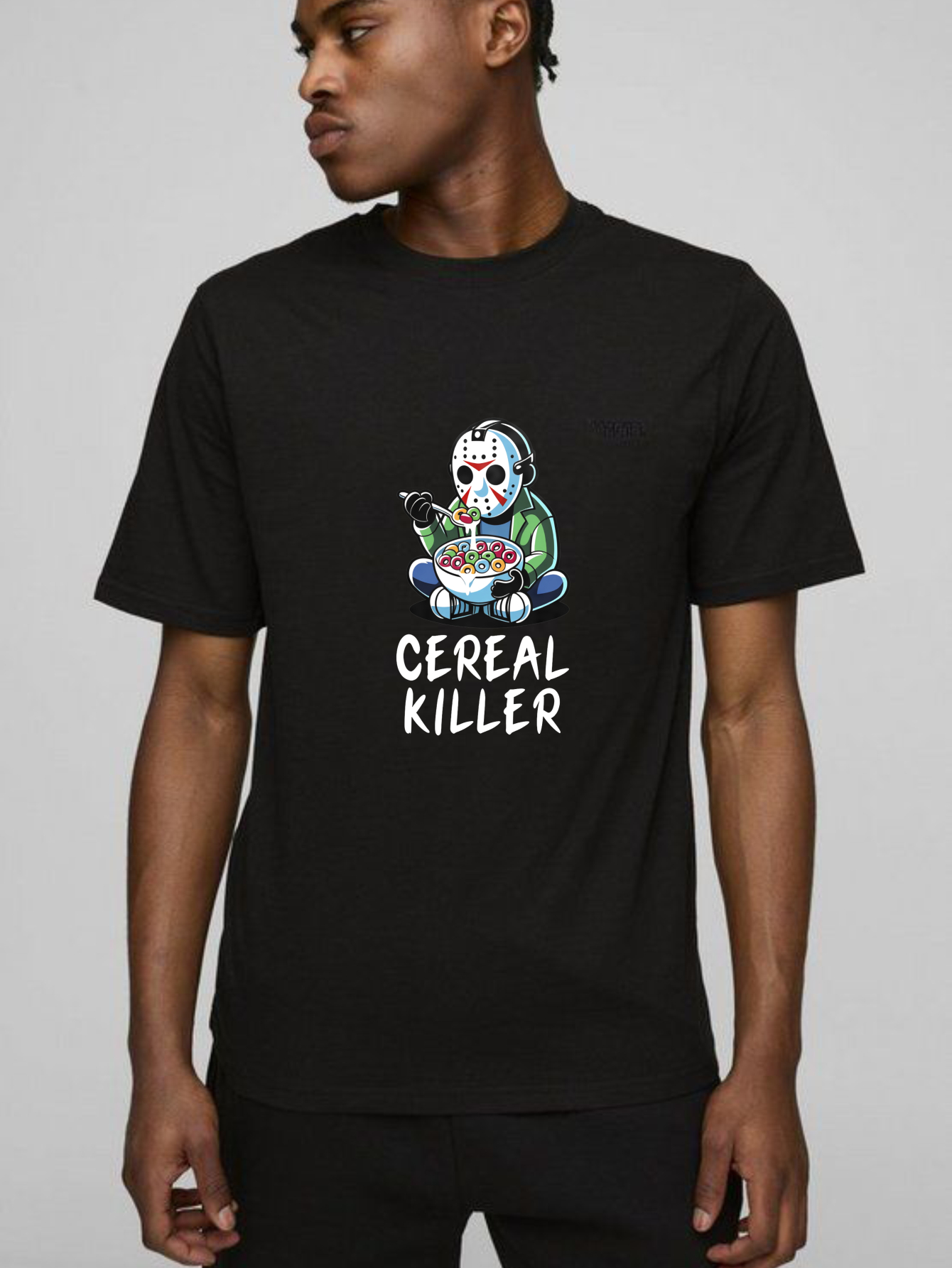 Cereal Killer Character Eating Cereal tshirt 100% cotton