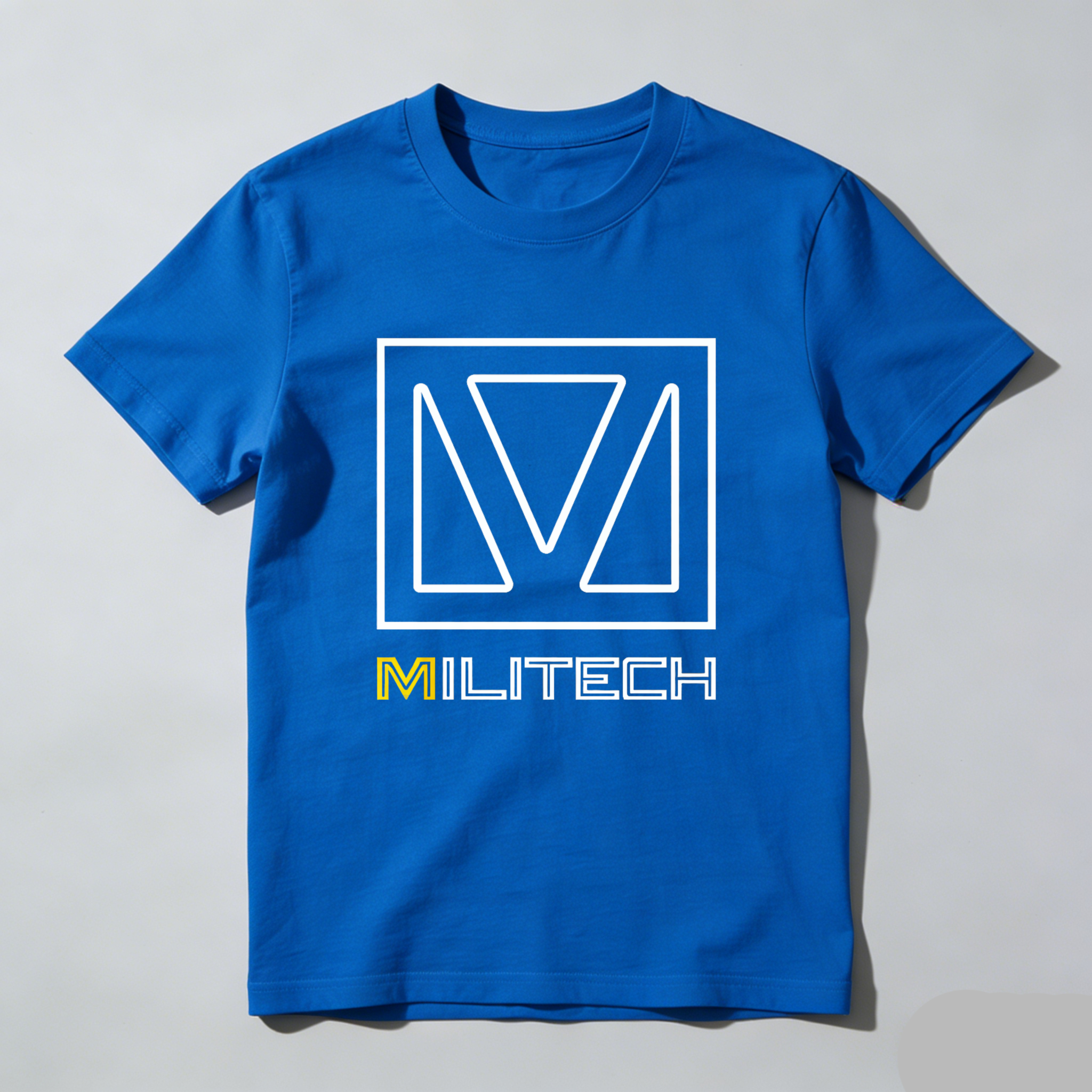 Dorawear™ Militech Logo Design White And Yellow Print Pure Cotton Short Sleeve T Shirt-Dorawear