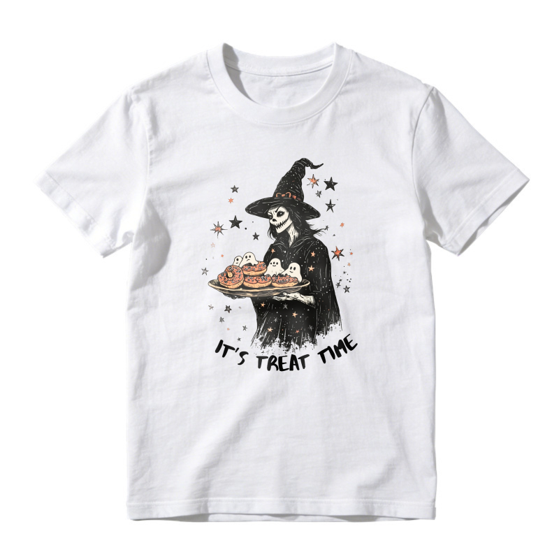 Witch Holding Ghost Donuts It S Treat Time Halloween, Unisex Classic T-shirt